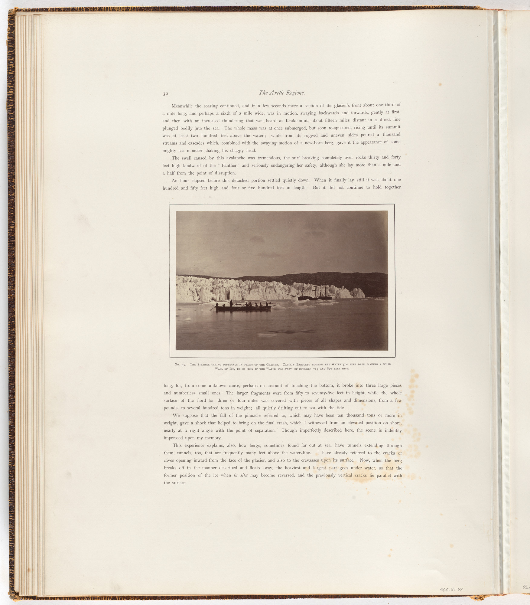 George P. Critcherson, John L. Dunmore, William Bradford. "The steamer taking soundings in front of the glacier"