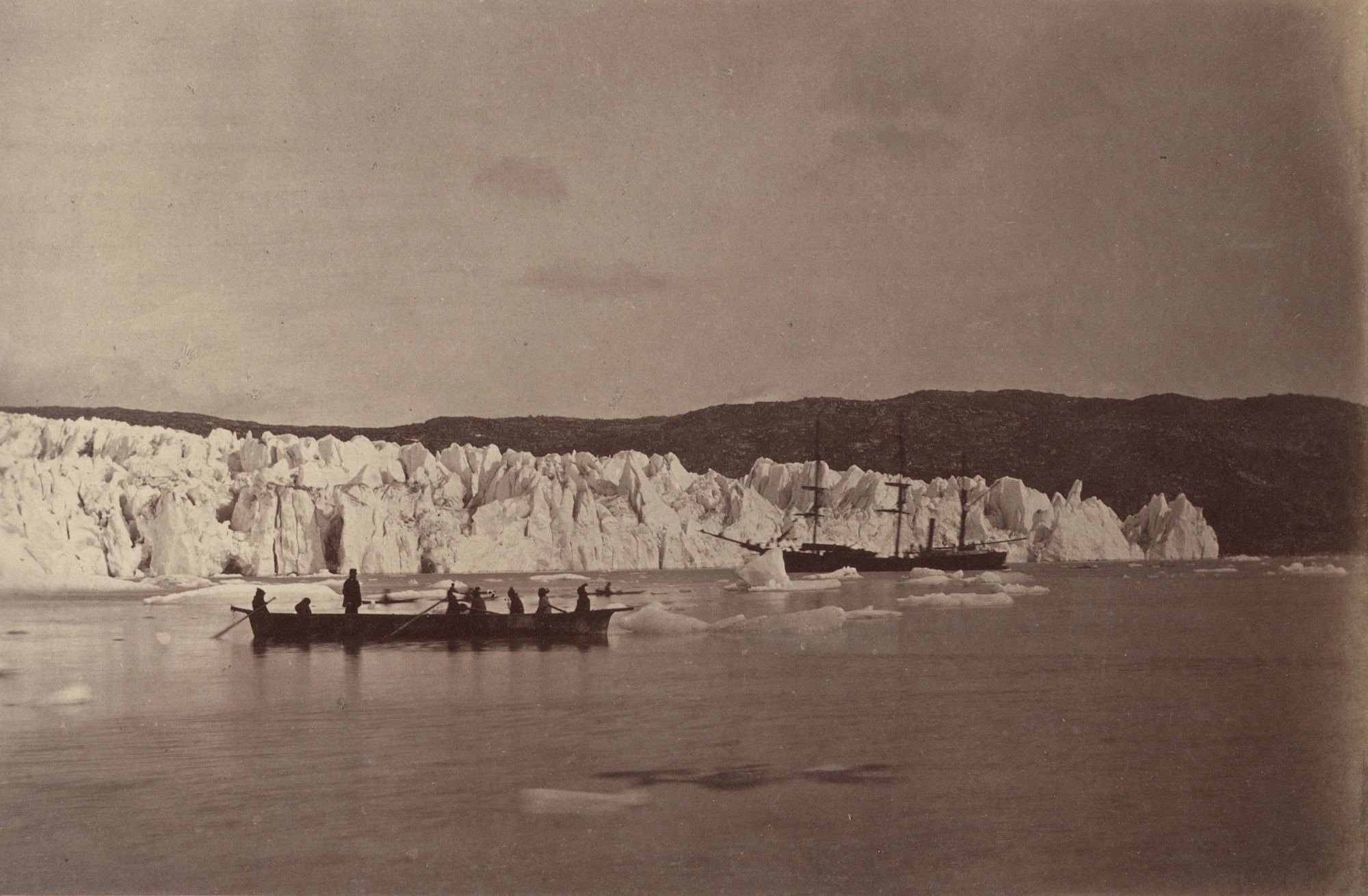 George P. Critcherson, John L. Dunmore, William Bradford. "The steamer taking soundings in front of the glacier". 1869