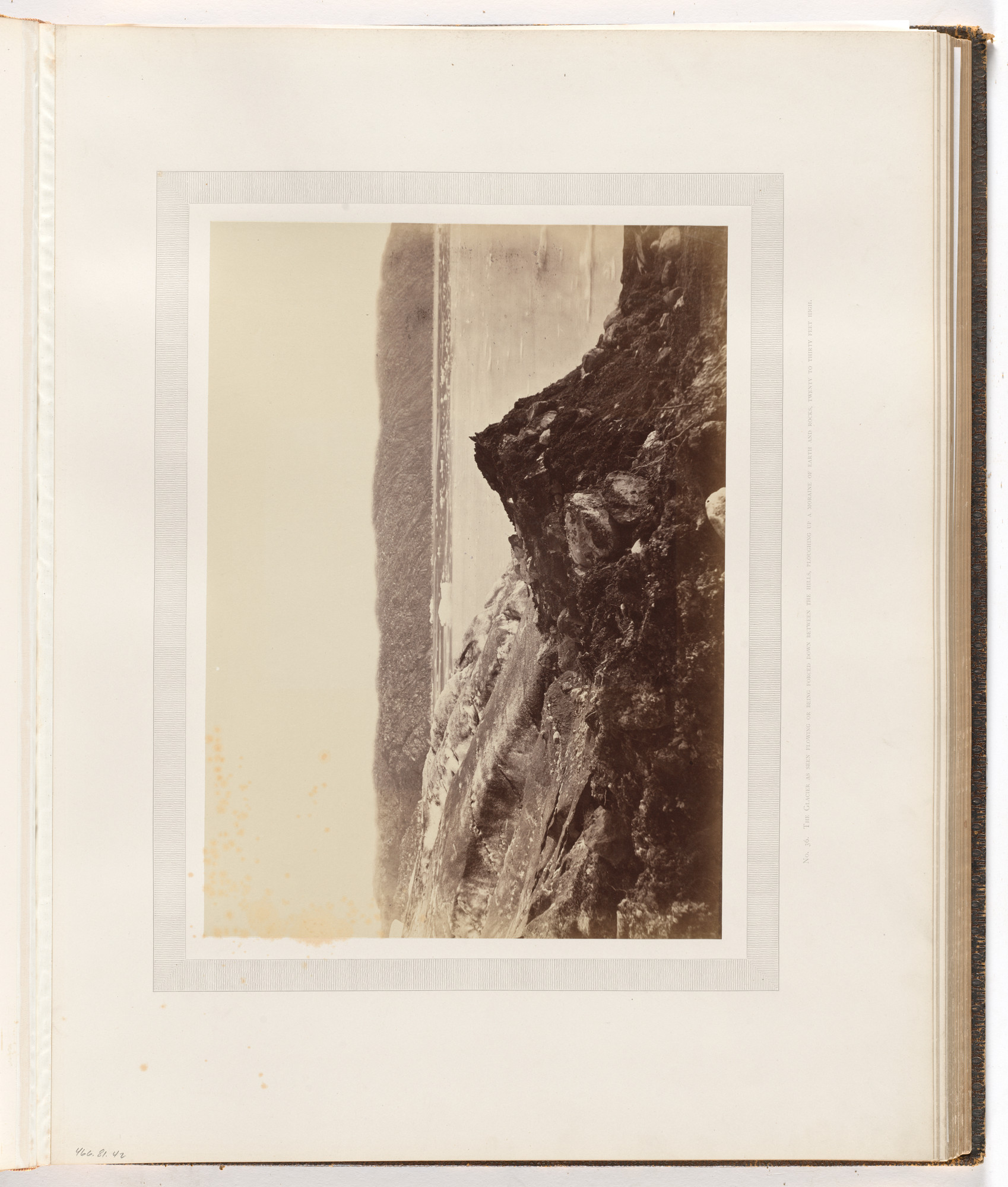 George P. Critcherson, John L. Dunmore, William Bradford. "The glacier as seen flowing or being forced down between the hills"
