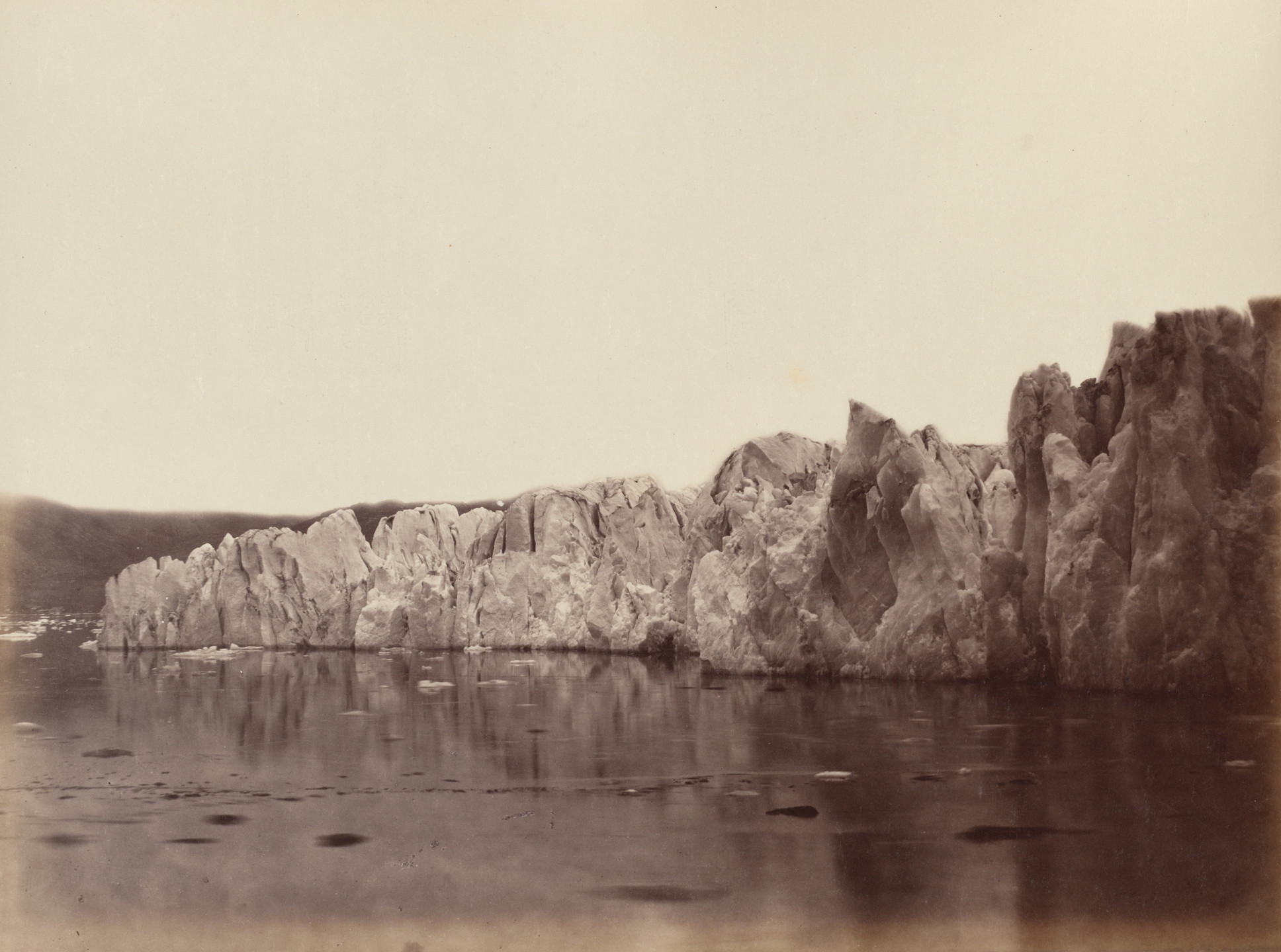 George P. Critcherson, John L. Dunmore, William Bradford. "An extended view of a section of the front of the glacier". 1869