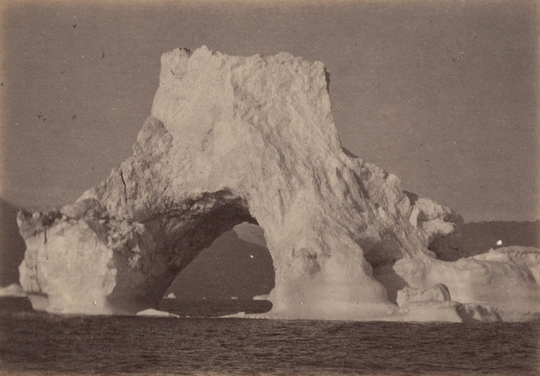 George P. Critcherson, John L. Dunmore, William Bradford. "Iceberg with an arch in it, which, when connected with the Glacier, will give the reader to understand how the water flows from the Glacier through these arches, causing the rapid current.". 1869