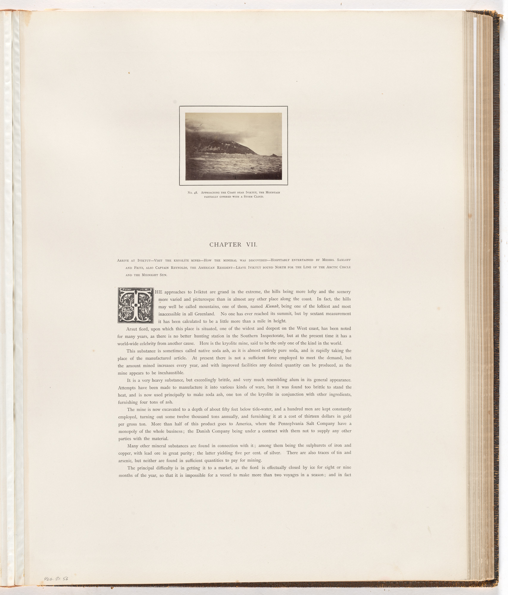 George P. Critcherson, John L. Dunmore, William Bradford. "Approaching the coast near Iviktut, the Mountain partially covered with a storm cloud"