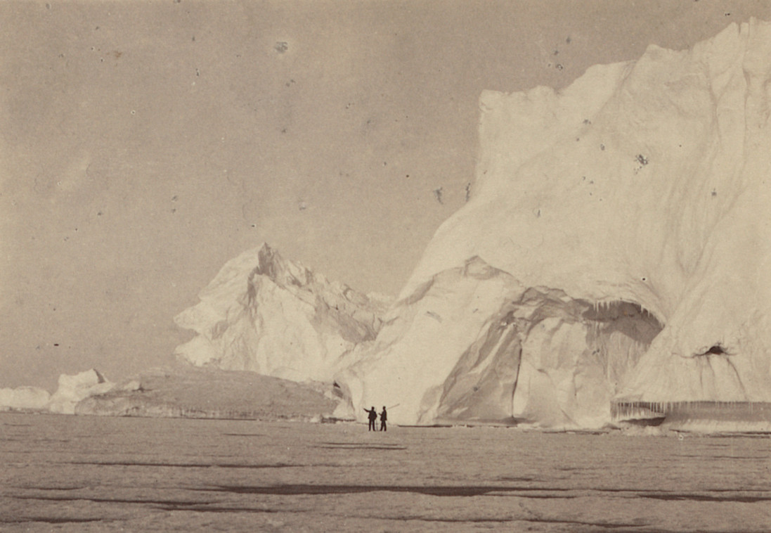 George P. Critcherson, John L. Dunmore, William Bradford. "The middle pack of Melville Bay, with a group of stranded bergs"