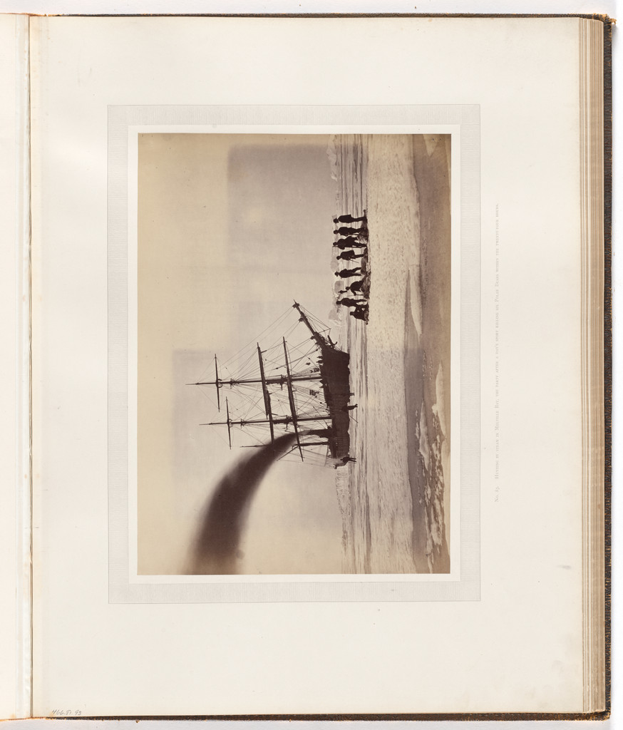 "Hunting by steam in Melville Bay, the party after a day's sport killing sixpolar bears withi n the twenty-four hours."