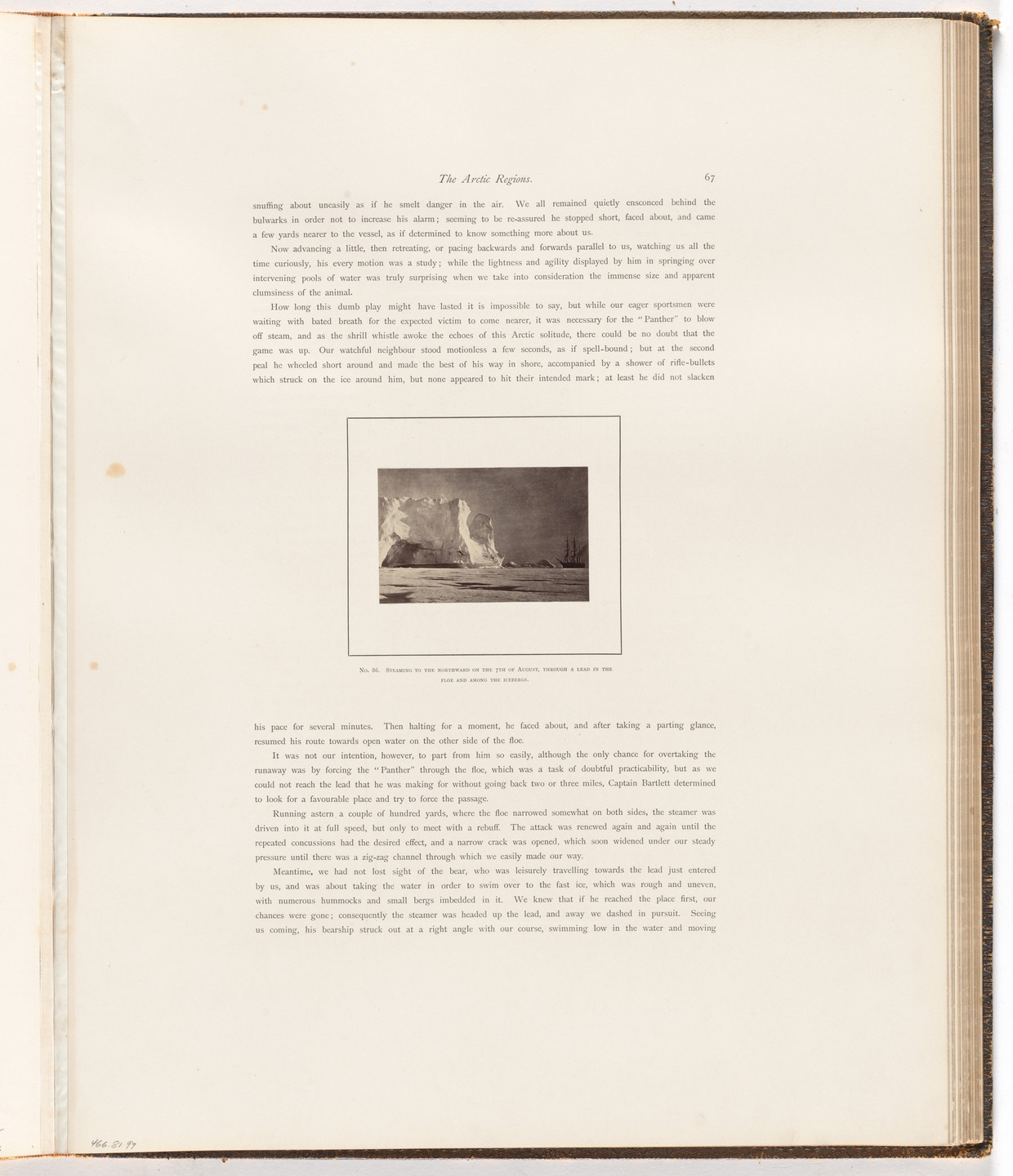George P. Critcherson, John L. Dunmore, William Bradford. "Steaming to the northward on the 7th of August, through a lead in the floe and among the icebergs",. 1869