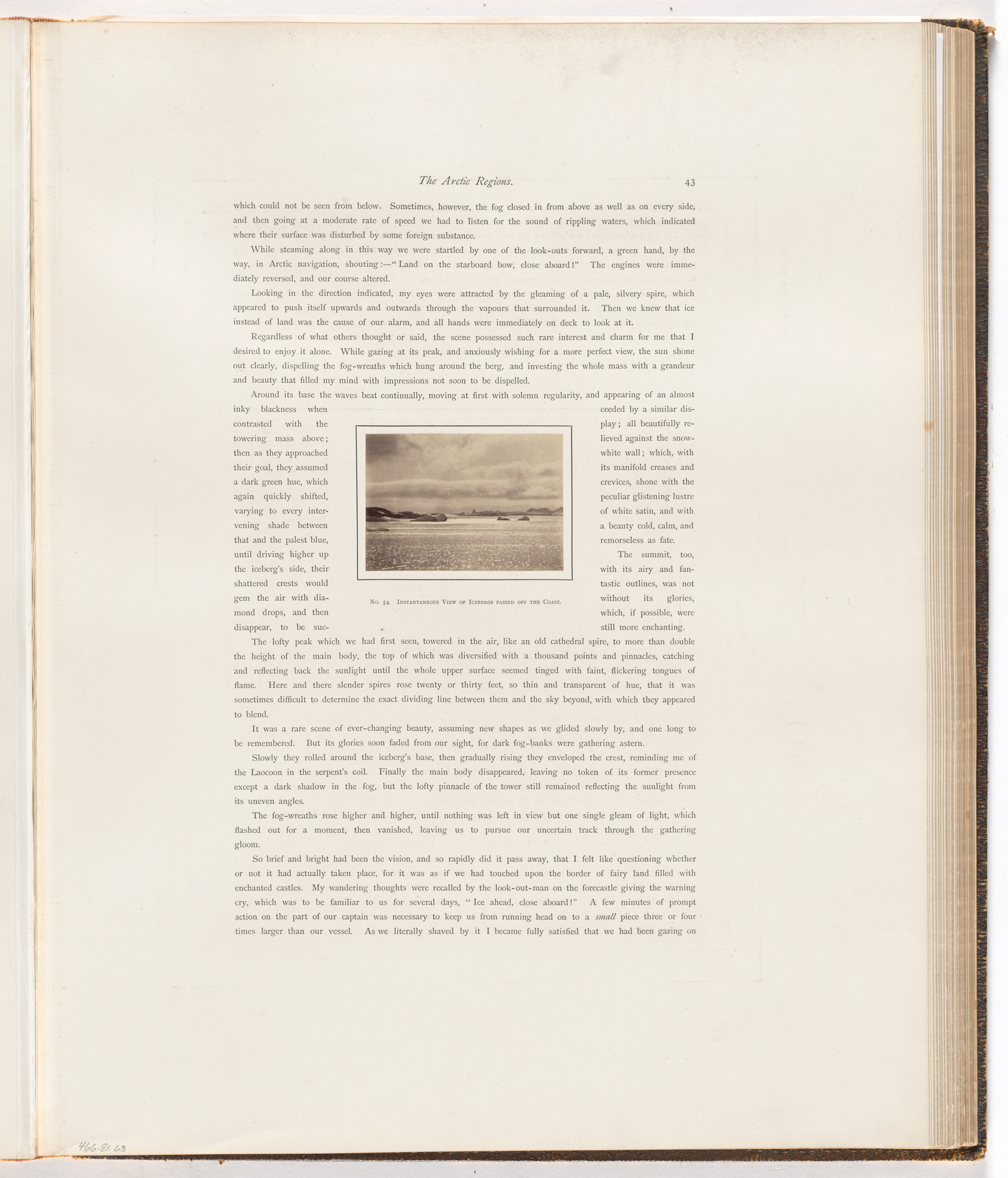 George P. Critcherson, John L. Dunmore, William Bradford. "Instantaneous view of icebergs passed off the coast"