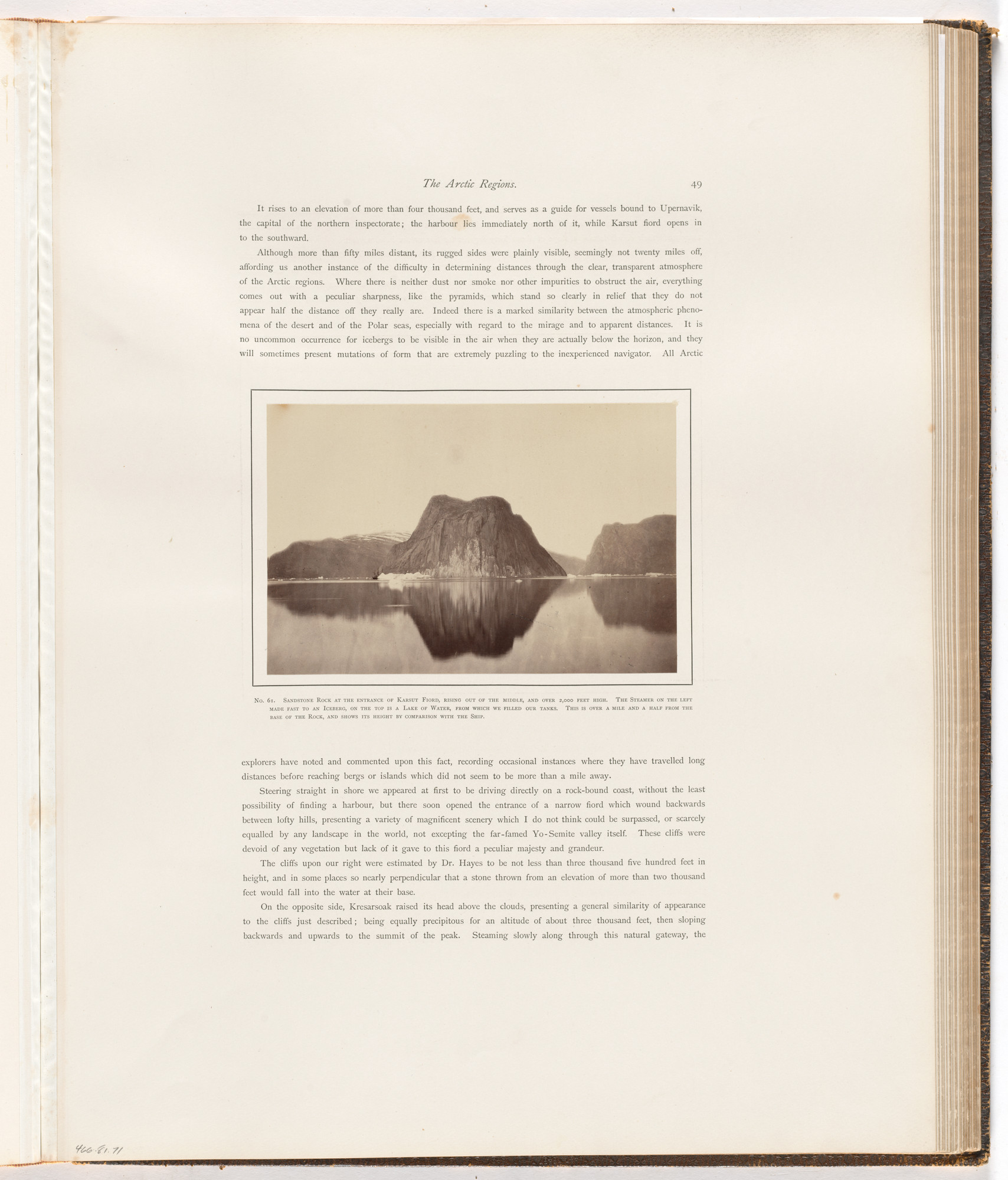 George P. Critcherson, John L. Dunmore, William Bradford. Sandstone rock at the entrance of Karsut Fiord