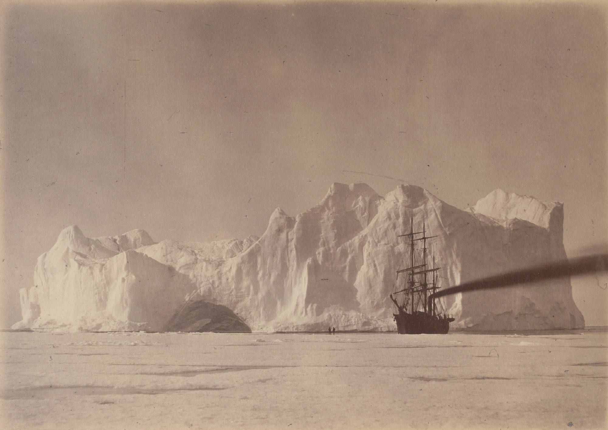 George P. Critcherson, John L. Dunmore, William Bradford. "Between the Iceberg and Field Ice. The "Panther" firing up to escape being forced on to the Berg, as the Ice-Field was swinging towards the Berg which was grounded."