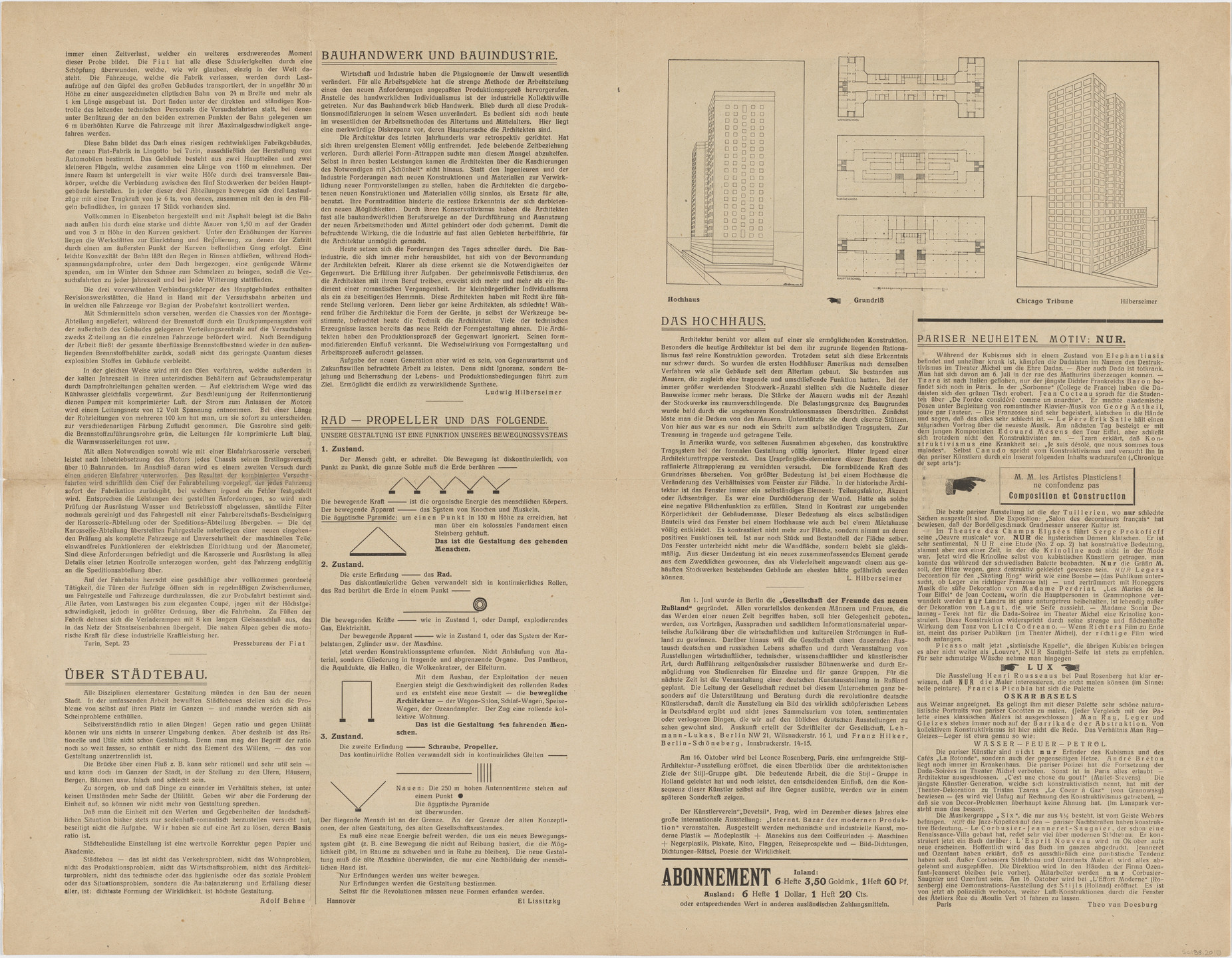 Hans Richter, Werner Graeff, Ludwig Mies van der Rohe. G: Material zur elementaren Gestaltung (Material for Elementary Construction) no.2, September 1923. 1923