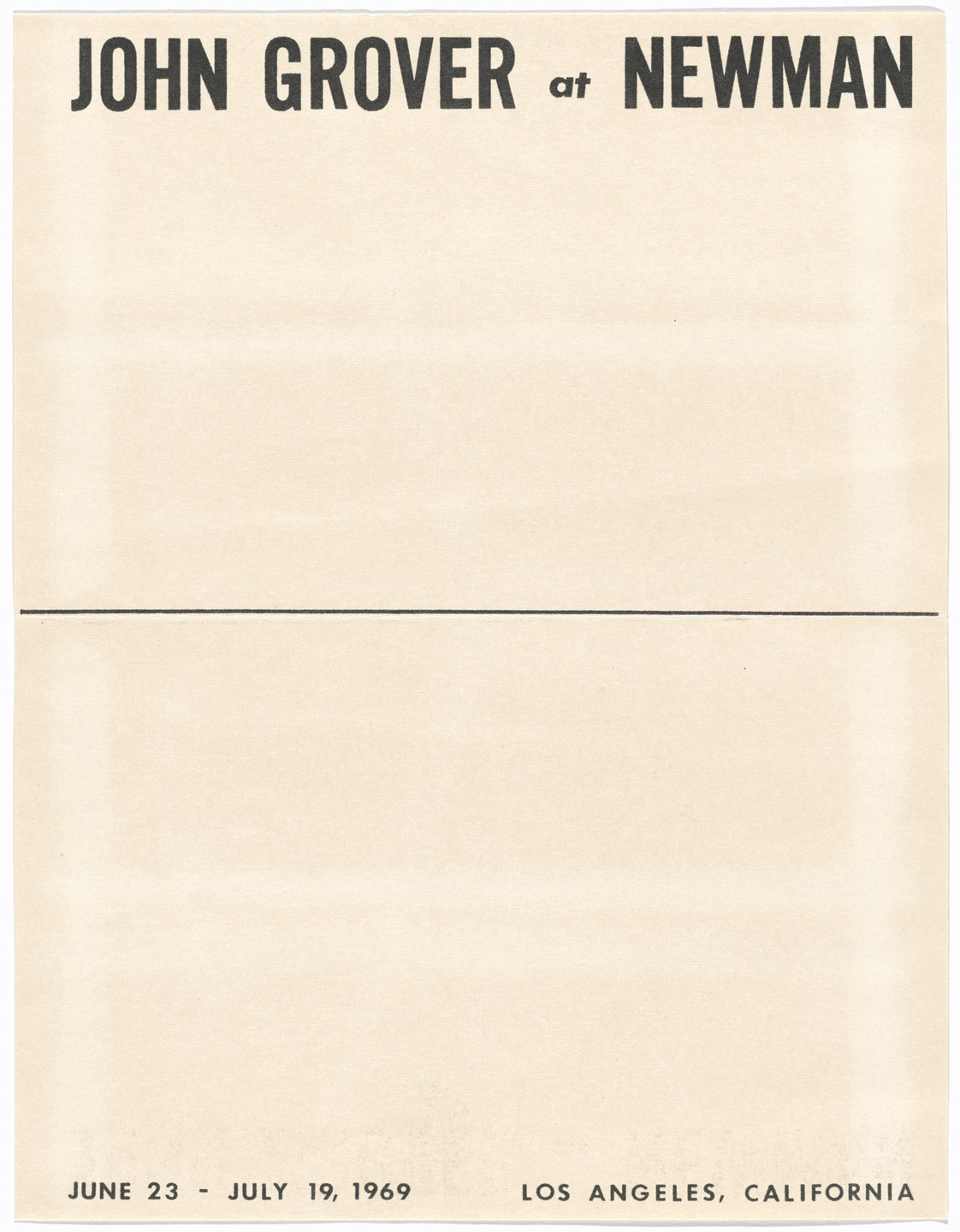 William Leavitt, Bas Jan Ader. Announcement for John Grover at Newman. 1969