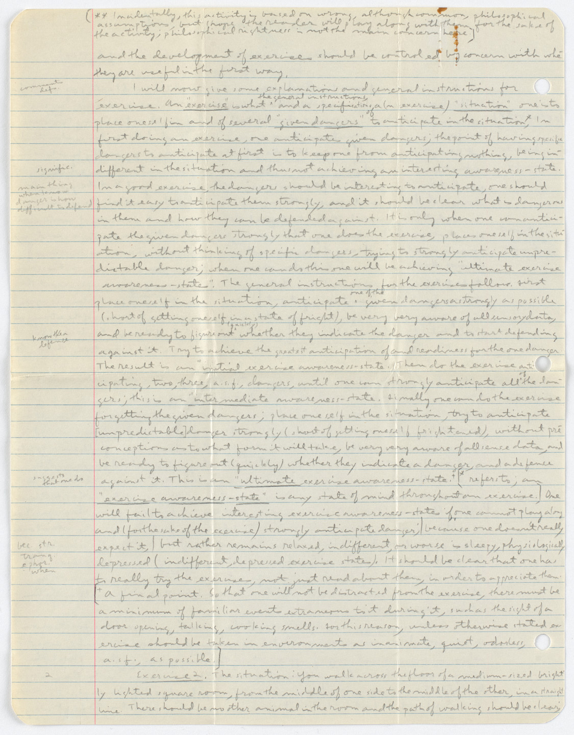 Henry Flynt. Exercise Awareness-States: Earliest version. 1961