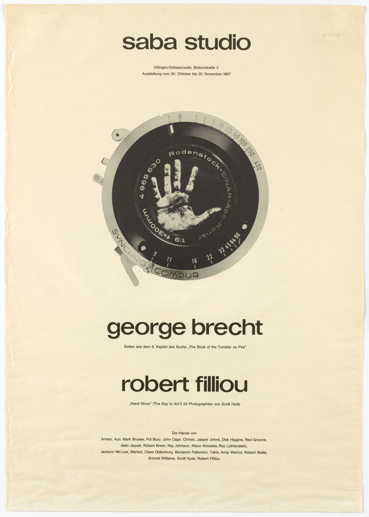 Poster for George Brecht & Robert Filliou, Saba Studio, Villingen, October 20–November 20, 1967 by George Brecht, Robert Filliou, Designer Unidentified