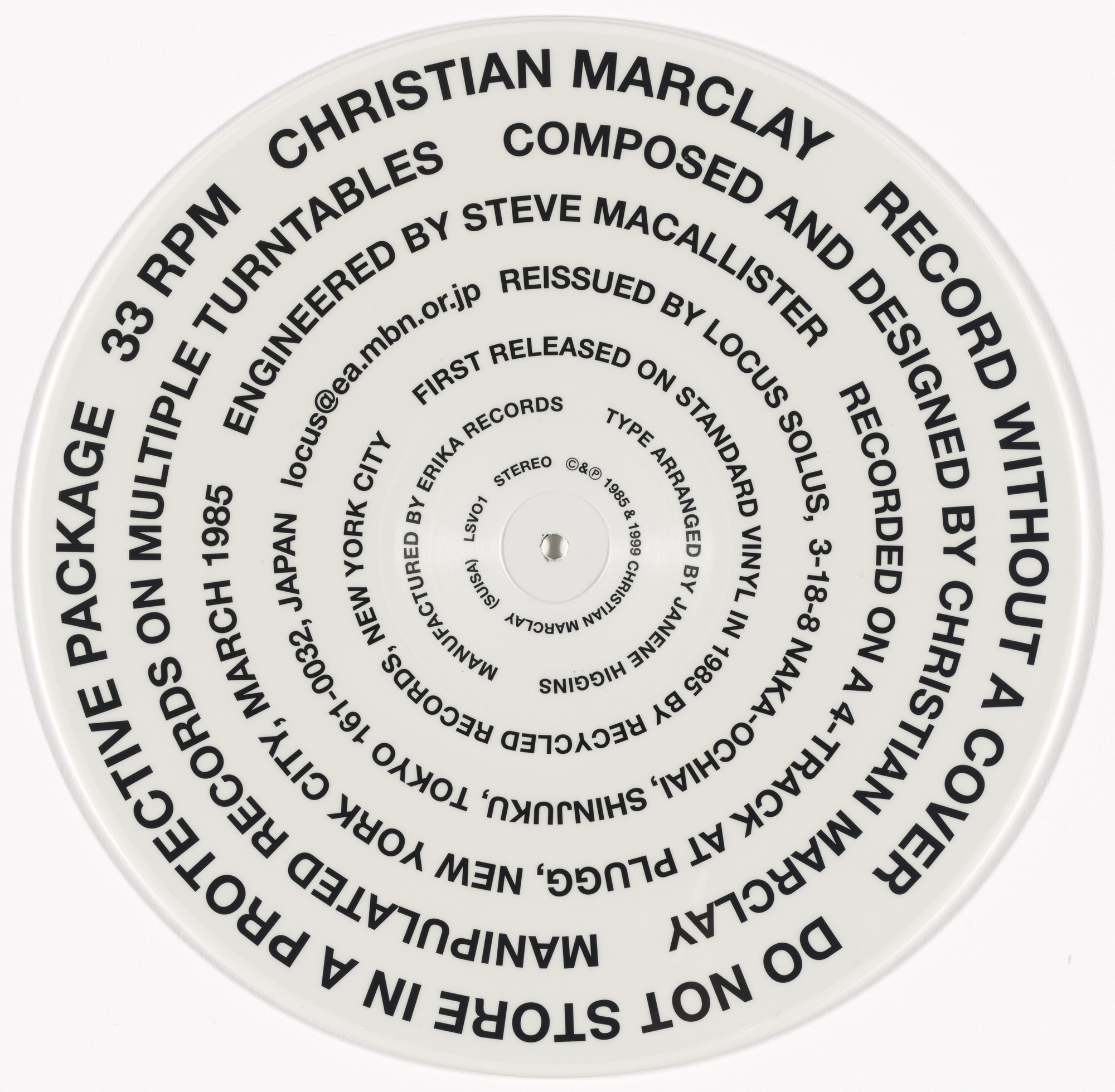 Christian Marclay. Record Without a Cover
