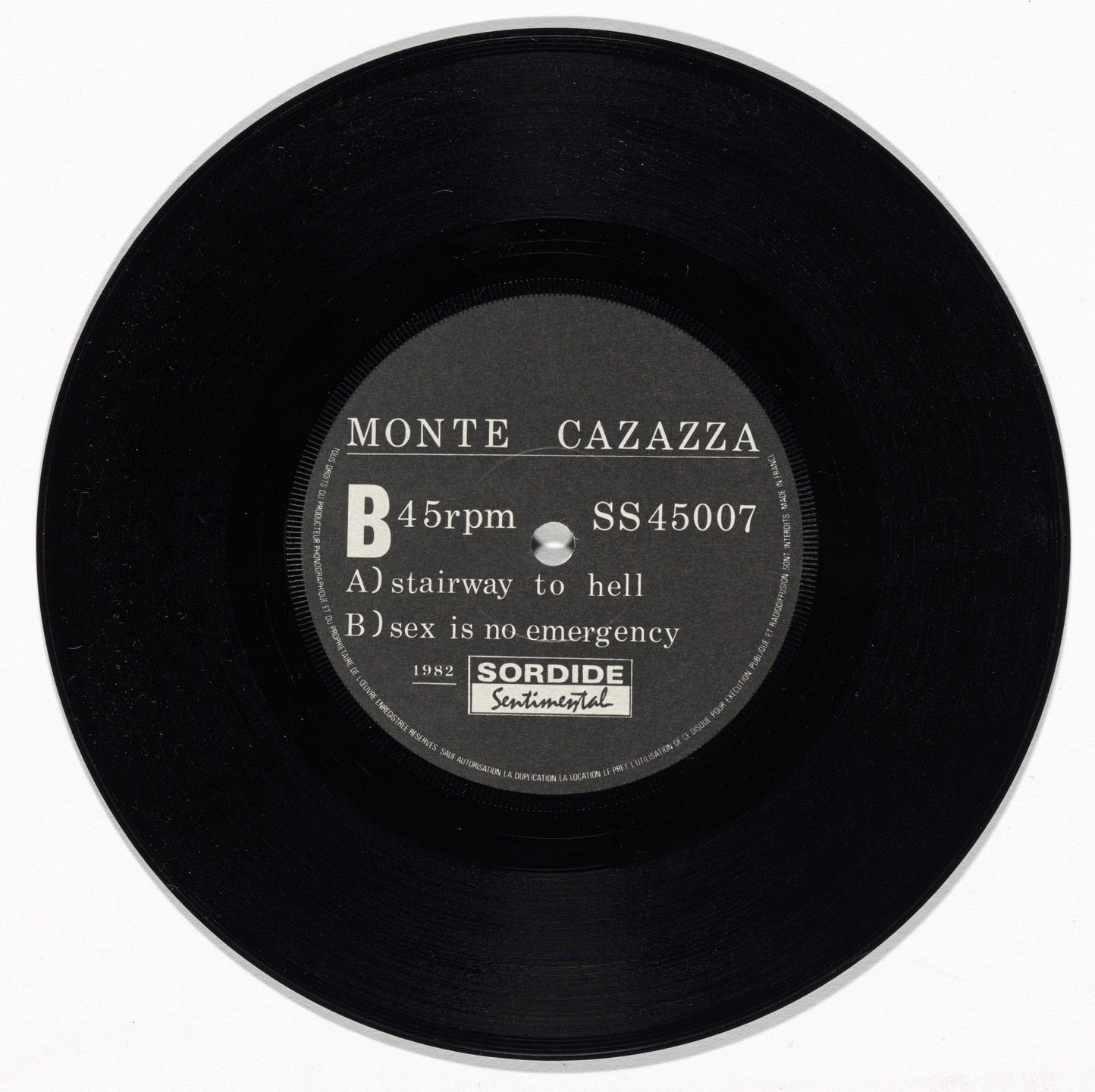 Monte Cazazza. Stairway to hell / Sex is no emergency. 1982