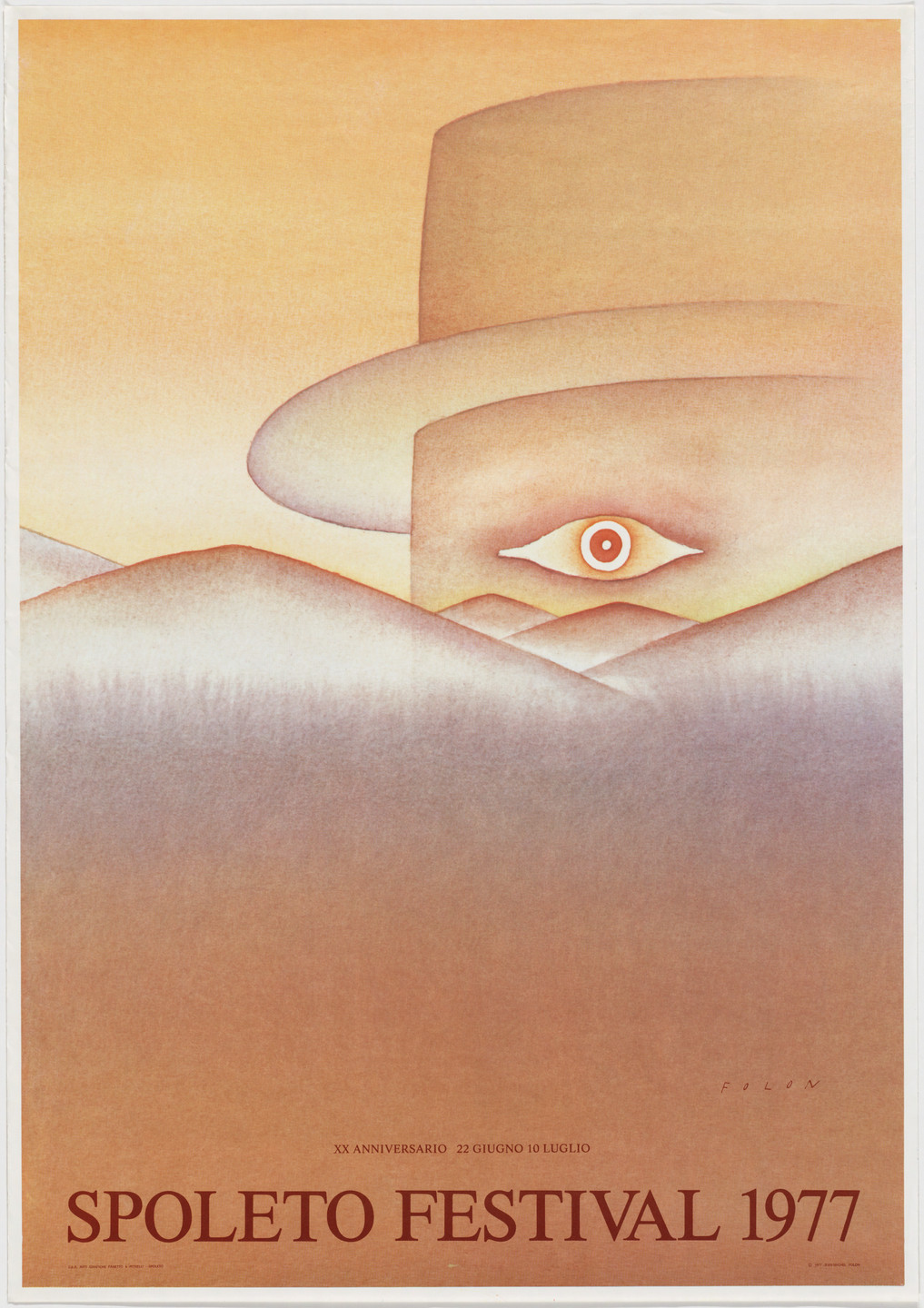 Jean-Michel Folon. Spoleto Festival 1977, XX Anniversario, 22 Giugno 10 Luglio. 1977