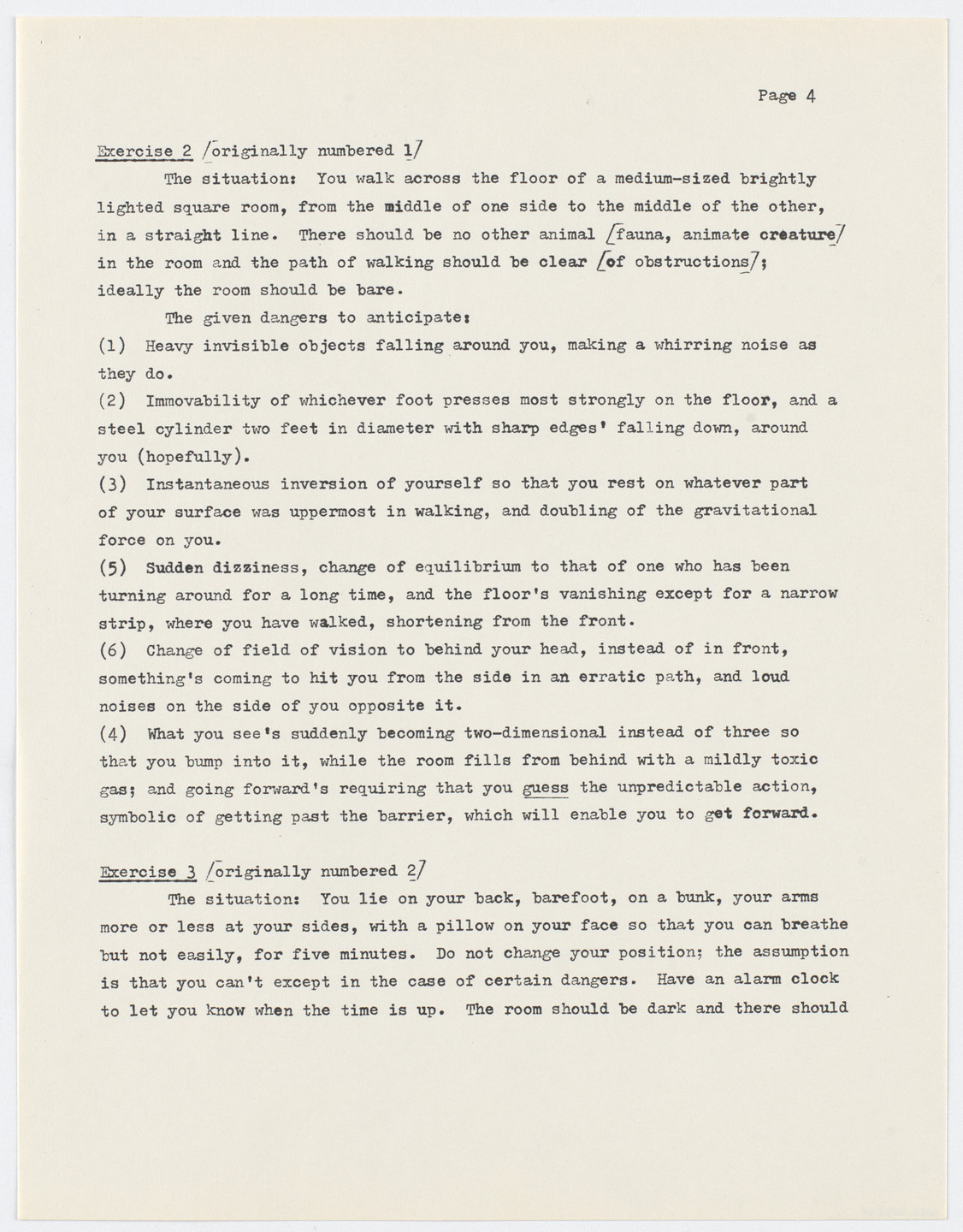 Henry Flynt. Exercise Awareness-States: Photocopy of recent typescript of Version &#34;a&#34;. 1964