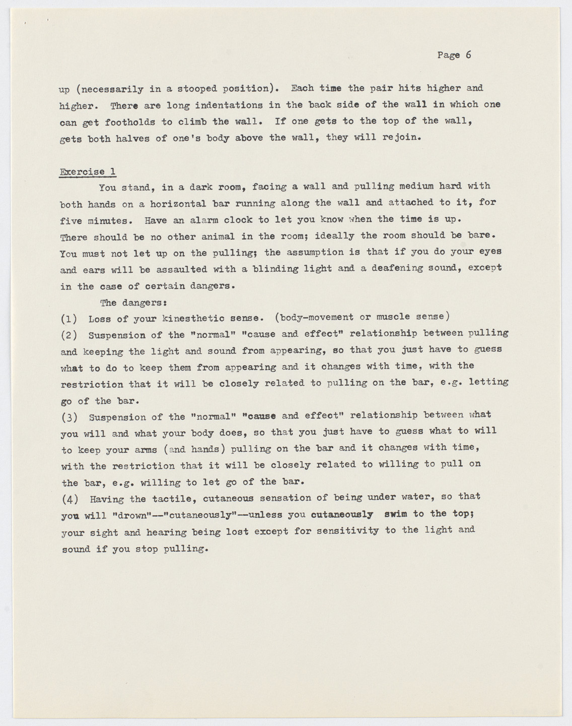 Henry Flynt. Exercise Awareness-States: Photocopy of recent typescript of Version &#34;a&#34;. 1964