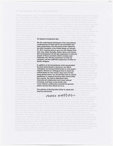 Art Against Immigration Ban Letter Portfolio Moma