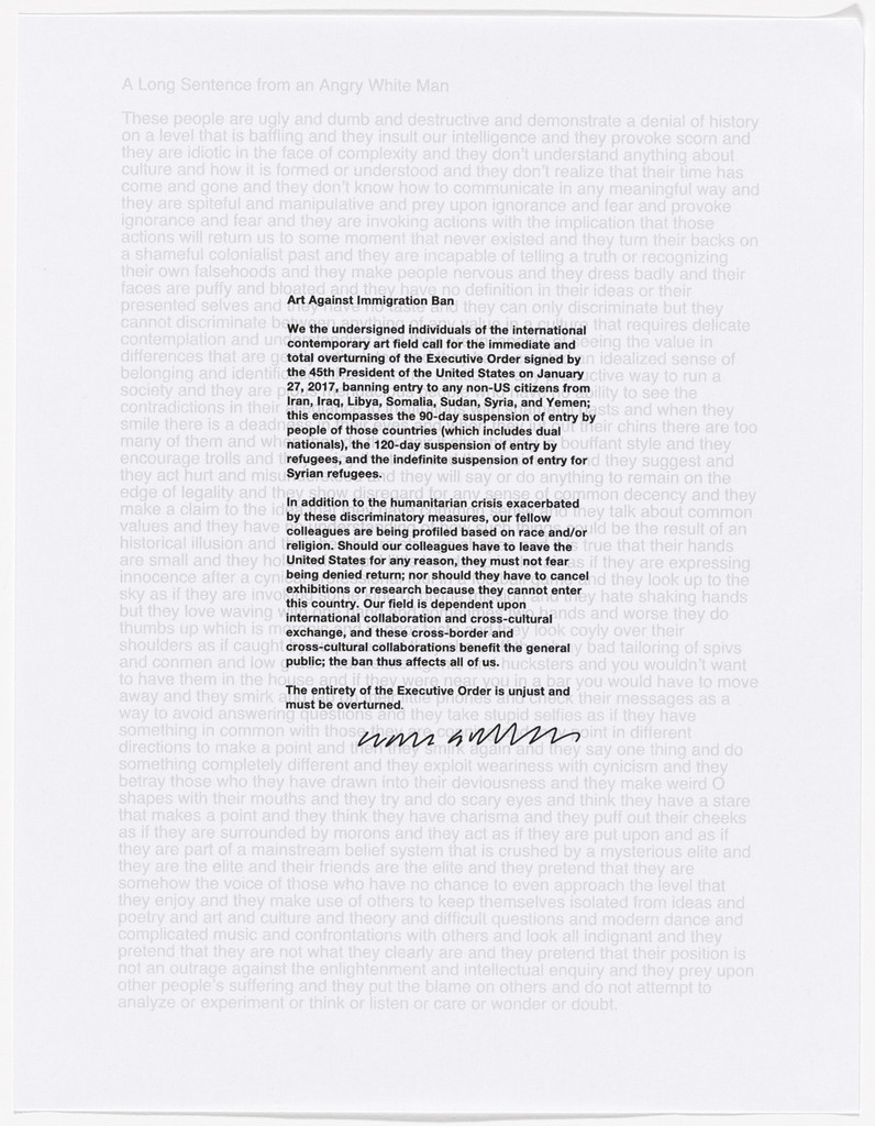 Untitled from Art Against Immigration Ban Letter Portfolio