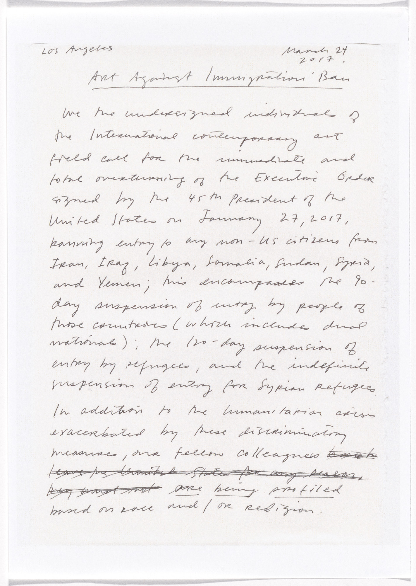 Julie Mehretu. Untitled from Art Against Immigration Ban Letter Portfolio