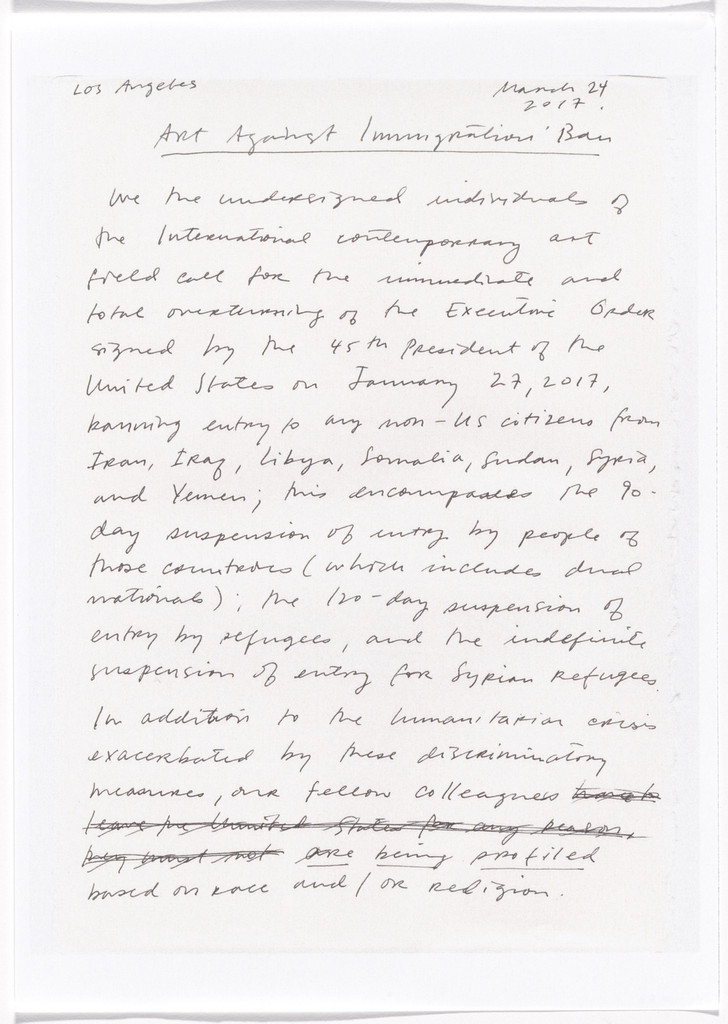 Untitled from Art Against Immigration Ban Letter Portfolio