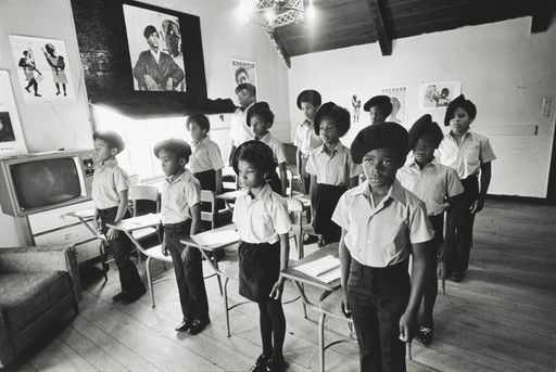 Black Panther children in a classroom at the Intercommunal Youth Institute, the Black Panther school, Oakland, California