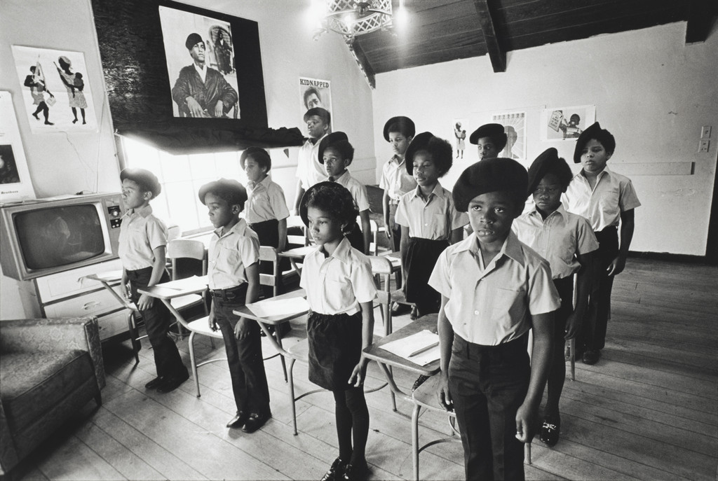Black Panther children in a classroom at the Intercommunal Youth Institute, the Black Panther school, Oakland, California