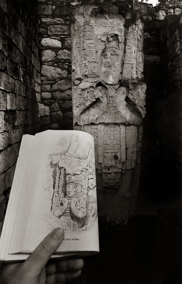 Leandro Katz. Half-Buried Idol, Copán. 1989