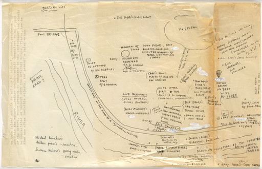 Map of the 7th Annual Avant Garde Festival, Wards Island, Mill Rock Island, East River at 102nd Street, New York City, 1969