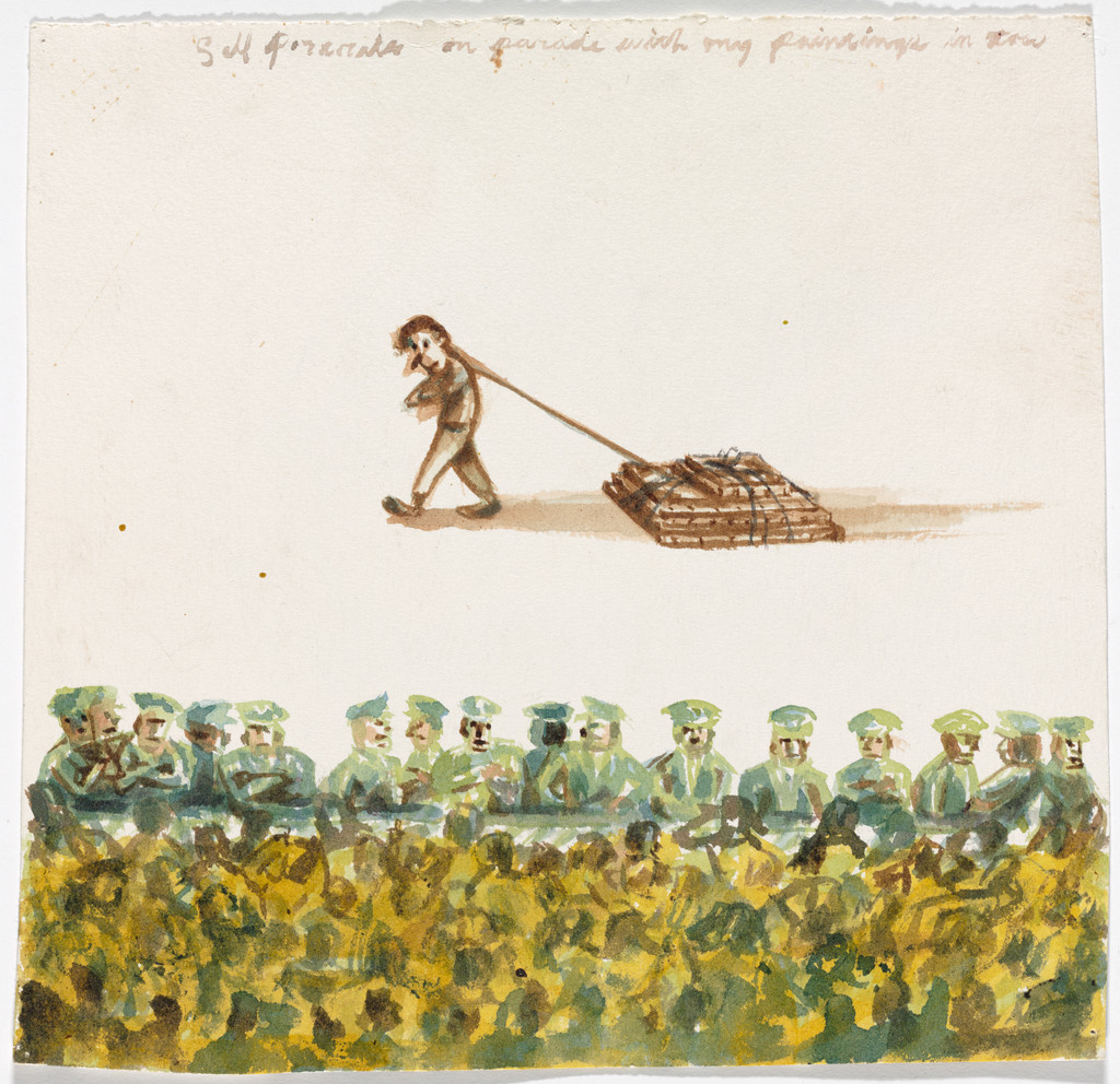 Self Portrait with Paintings in Tow