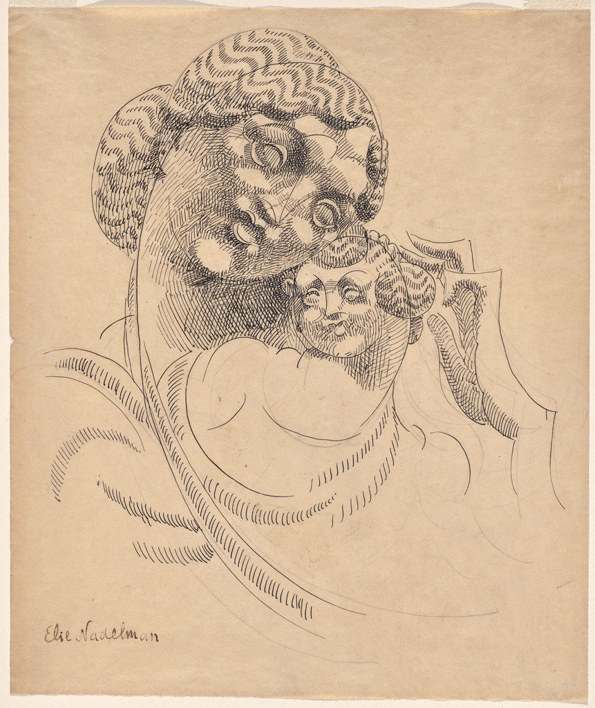 Mother and Child, Elie Nadelman, c. 1907–10, Ink and pencil on paper