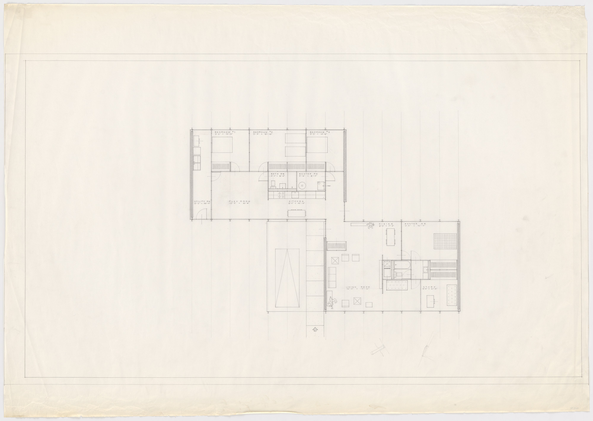 Ludwig Mies van der Rohe. Robert H. McCormick House, Elmhurst, IL (Floor plan). 1951