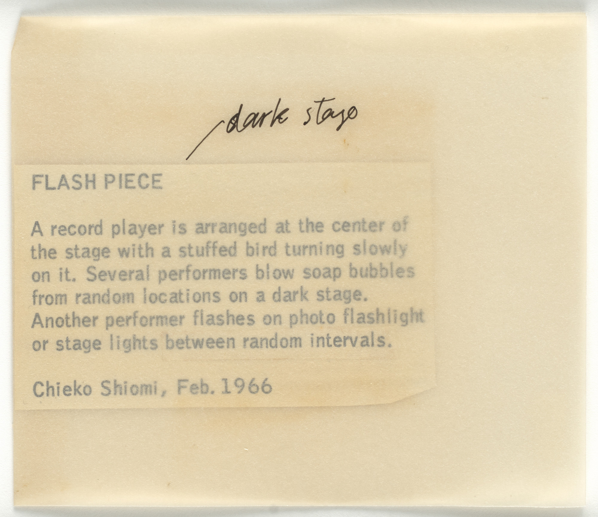 George Maciunas, Mieko Shiomi. Mechanical for Flash Piece