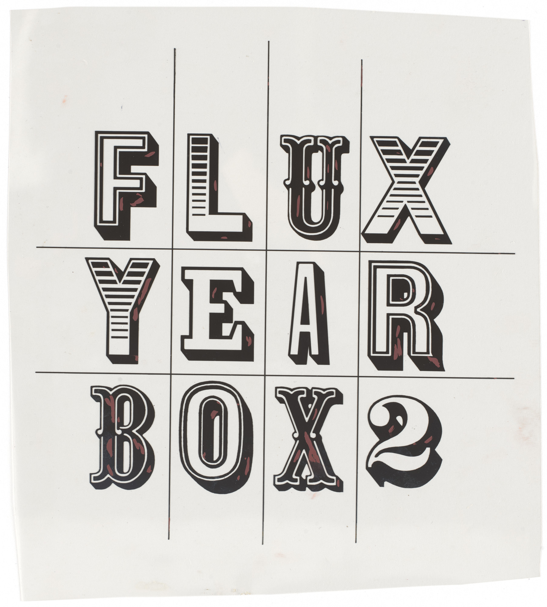 George Maciunas. Mechanical for Flux Year Box 2