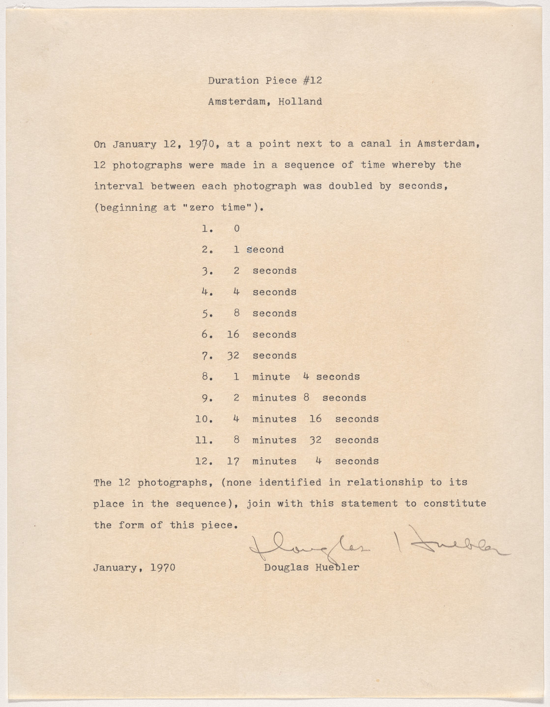 Douglas Huebler. Duration Piece #12. 1970