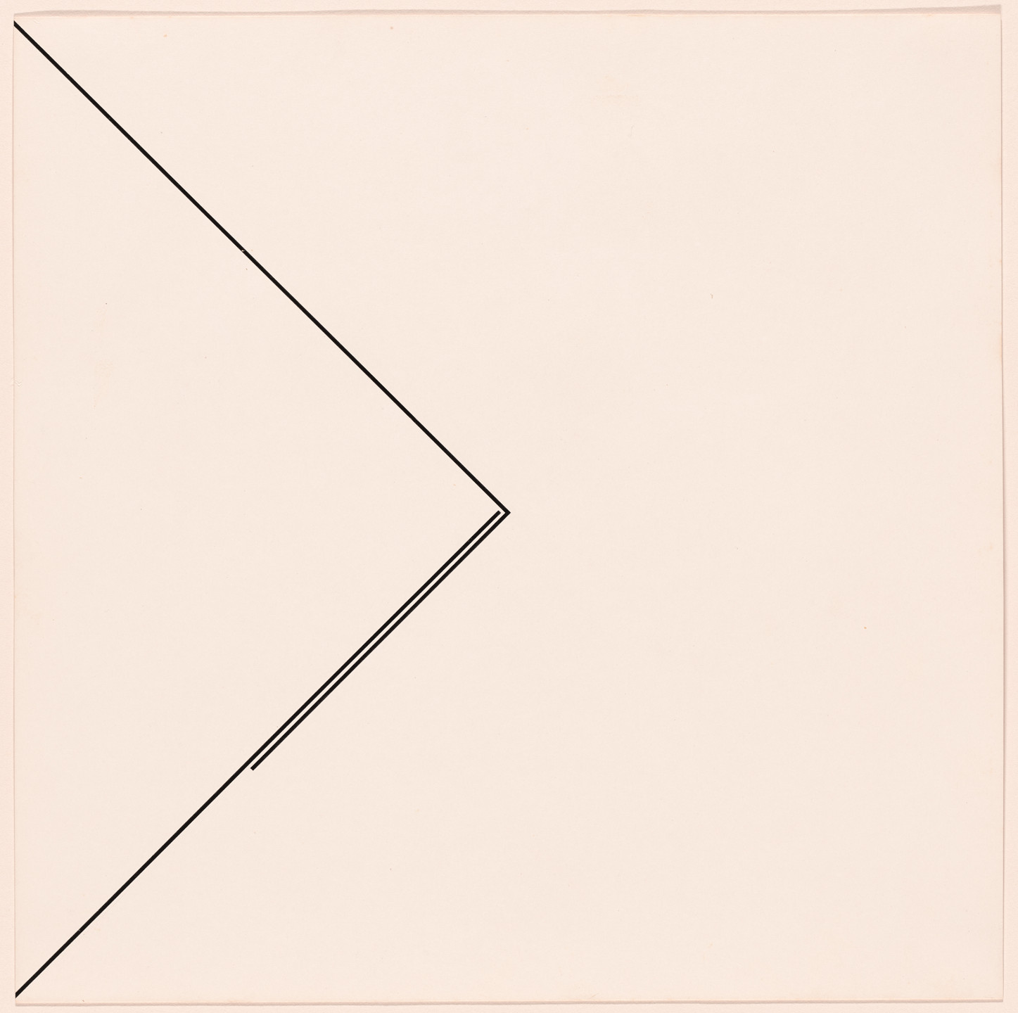 A light beige square canvas features a black, angular line creating an asymmetrical &#39;V&#39; shape pointing left. The right side of the canvas is blank. This is an AI generated description. To give feedback, email ai@moma.org.