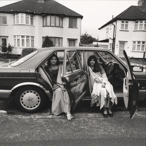 Shilpa and Sheetal in their car, Harrow, Middlesex