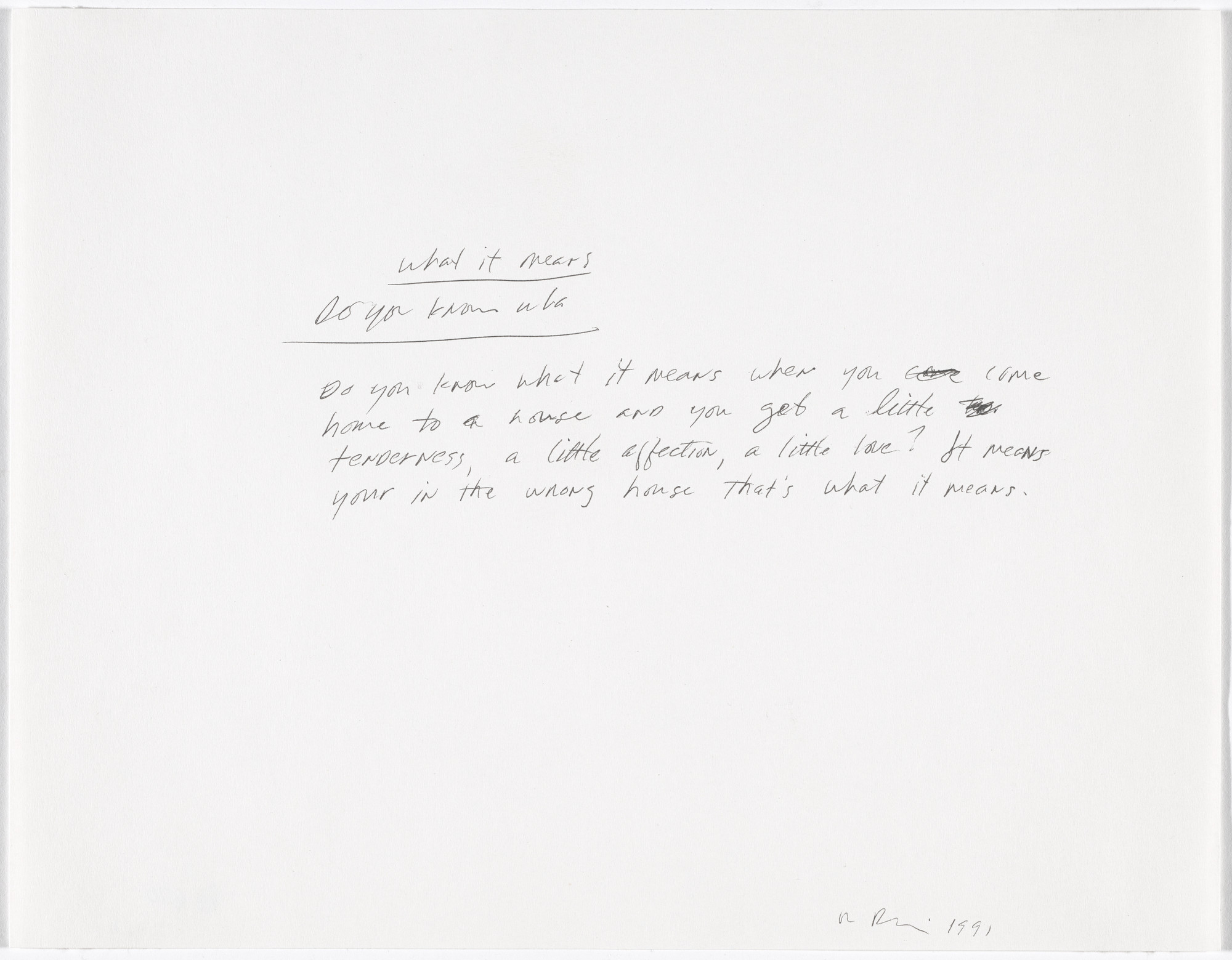 Richard Prince. Untitled ("What it means...Do you know what...")
