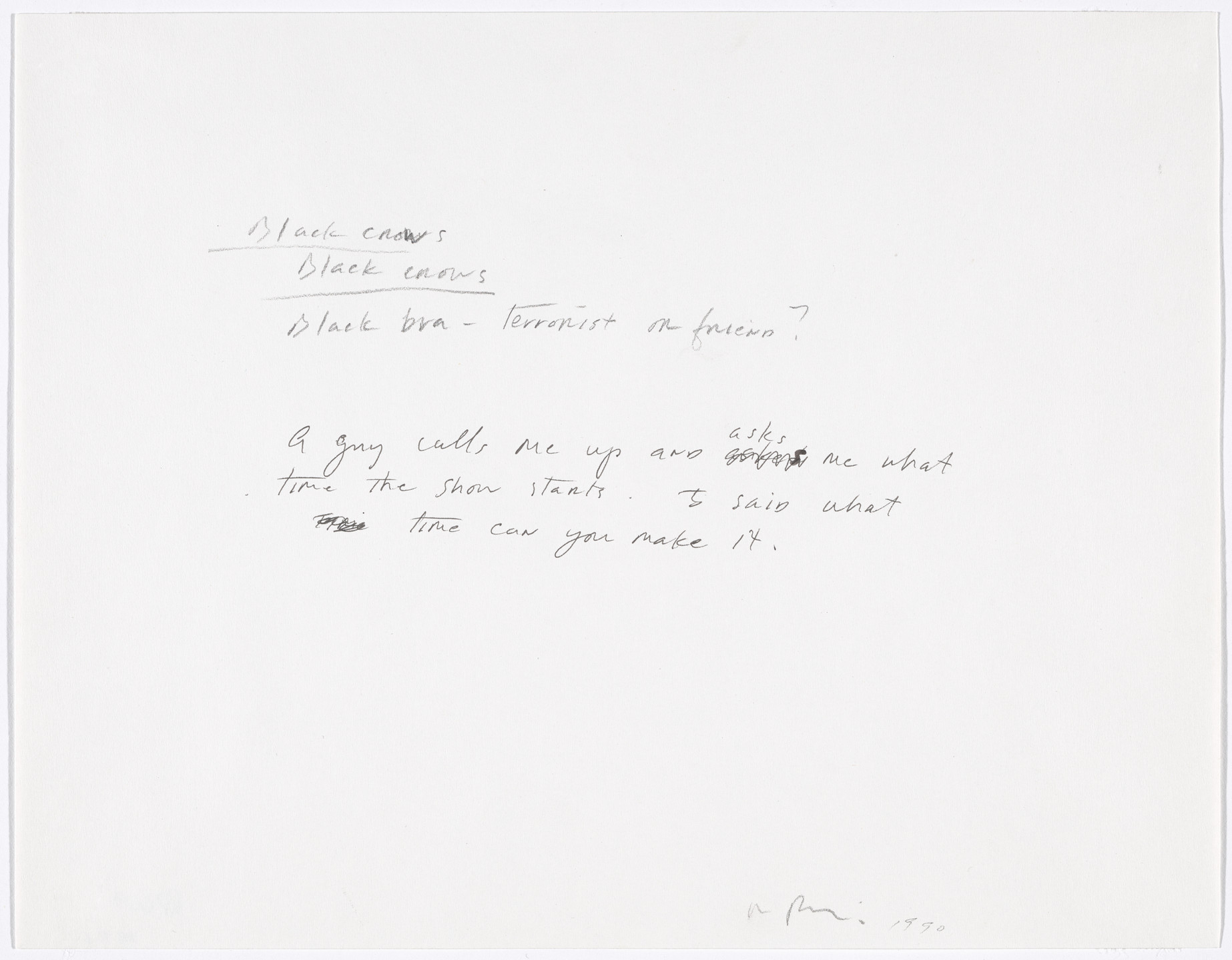 Richard Prince. Untitled ("Black crows..."). 1990