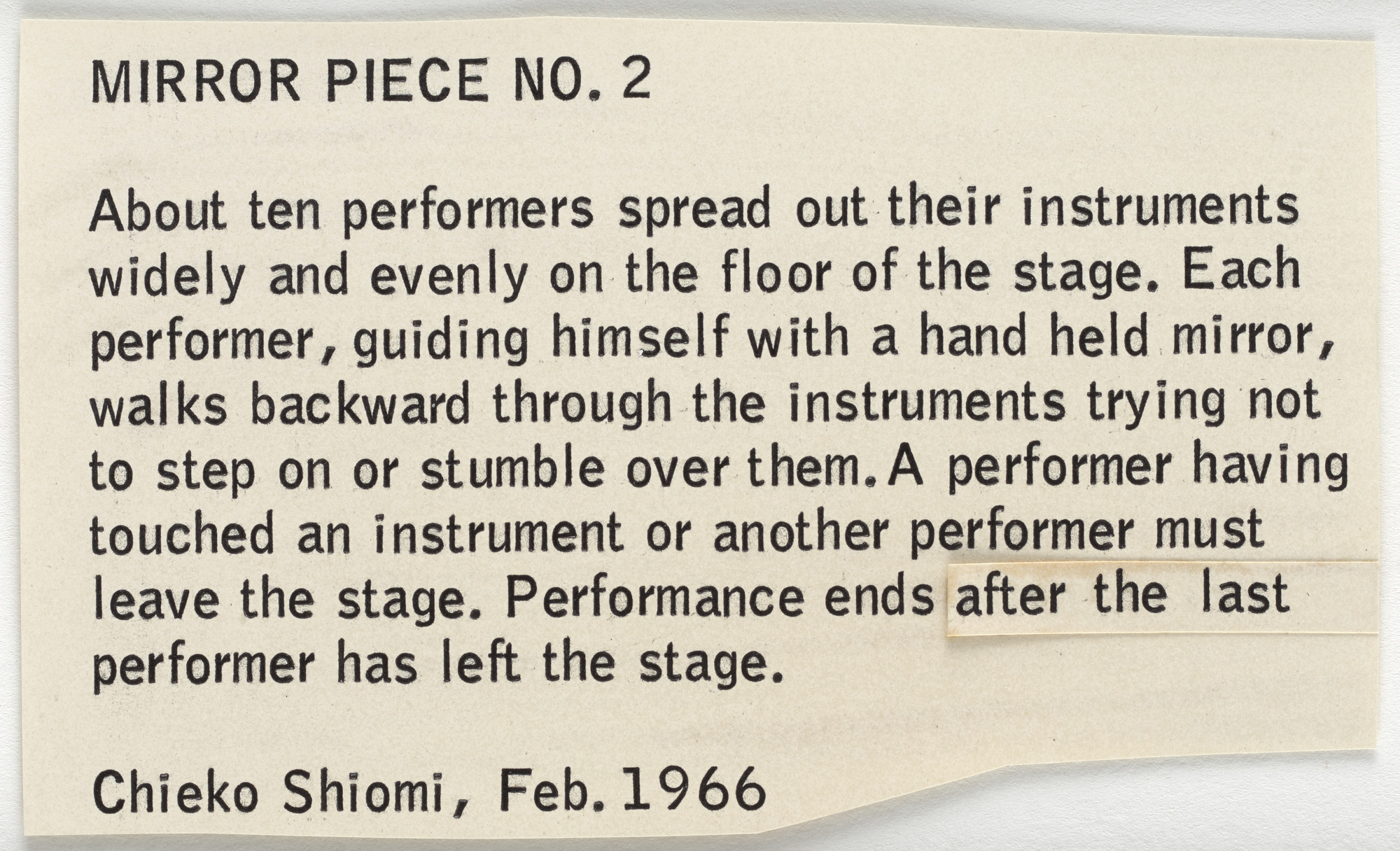 George Maciunas, Mieko Shiomi. Mechanical for Mirror Piece No. 2