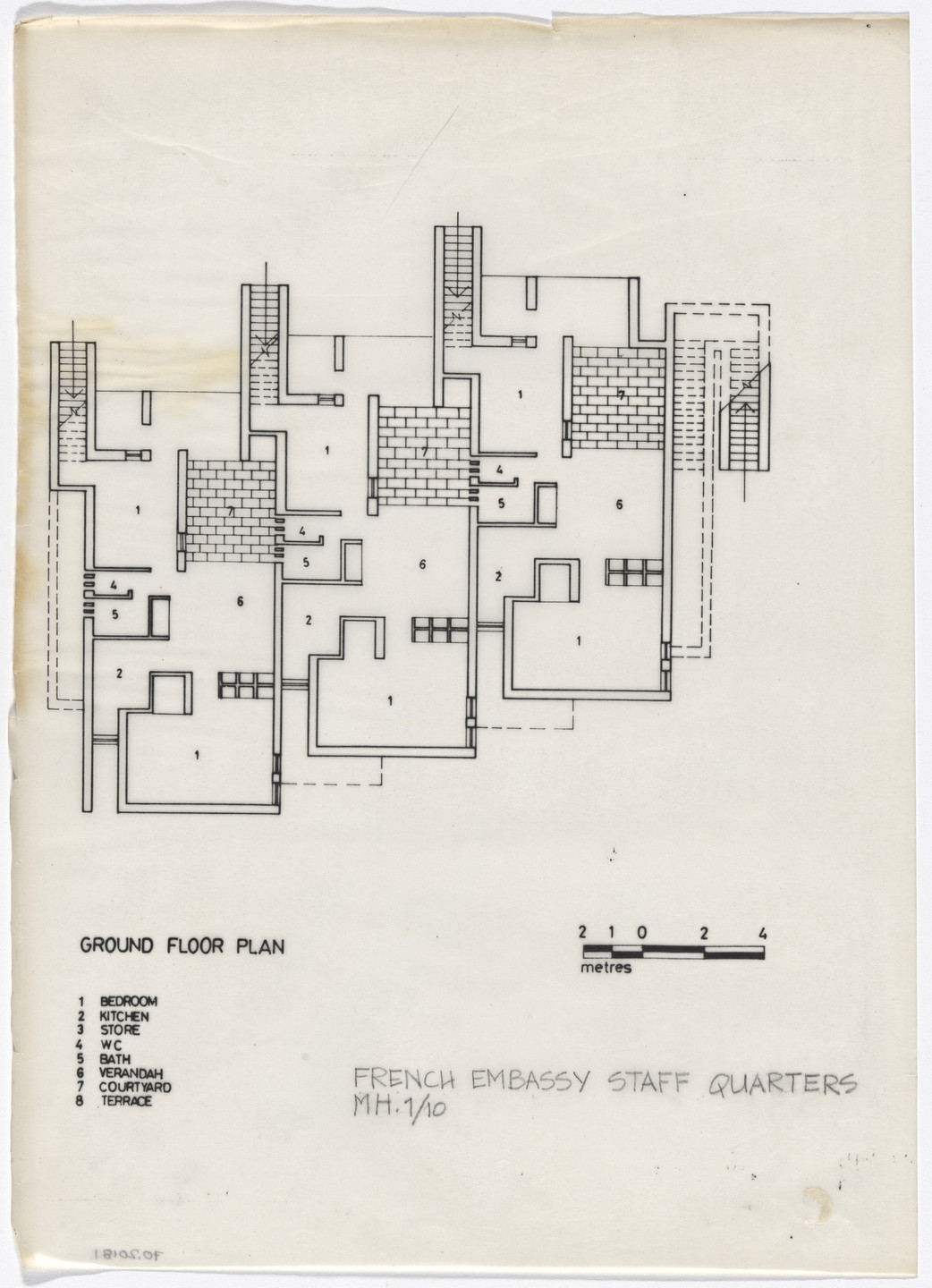 Raj Rewal. French Embassy Staff Quarters, New Delhi, India. 1967