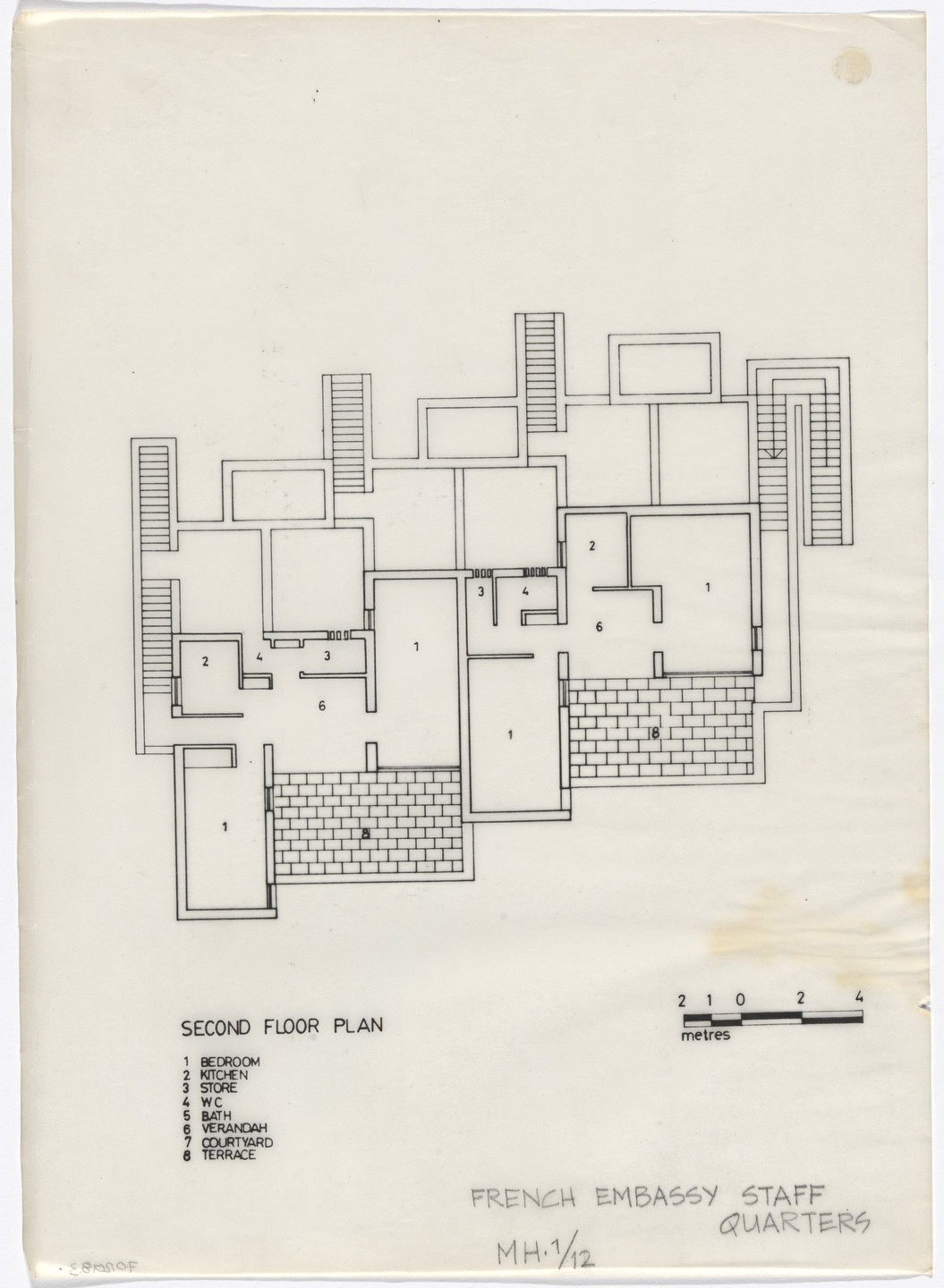 Raj Rewal. French Embassy Staff Quarters, New Delhi, India. 1967