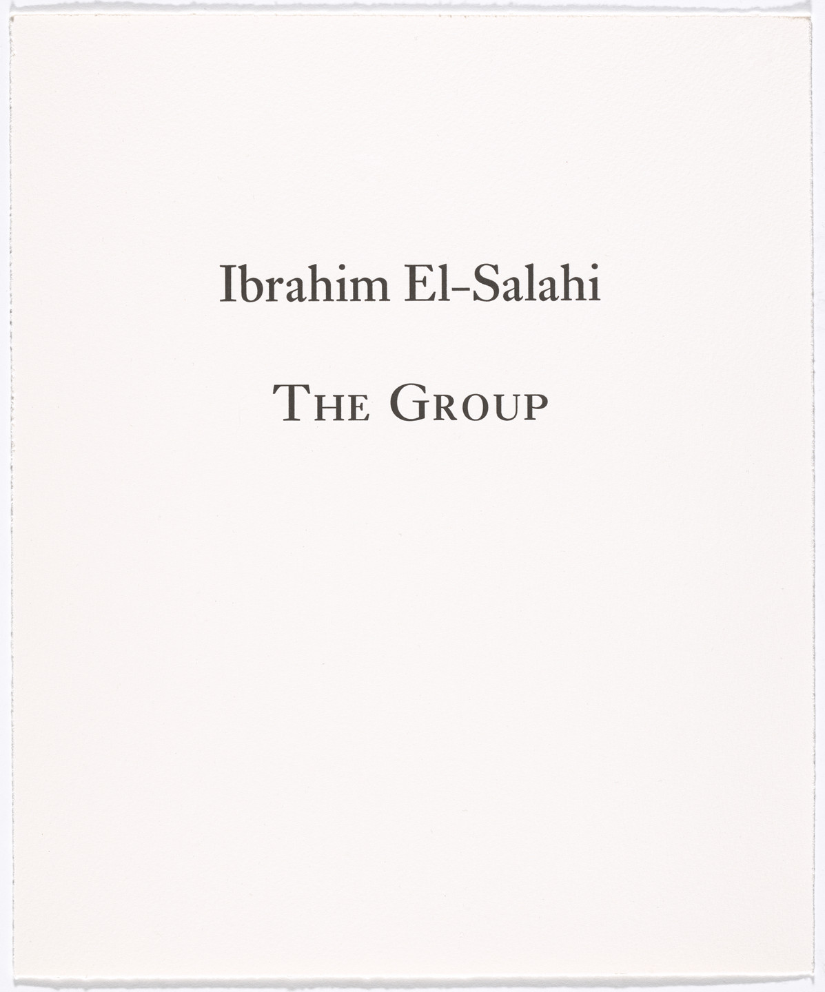 Ibrahim El-Salahi. The Group. 2016