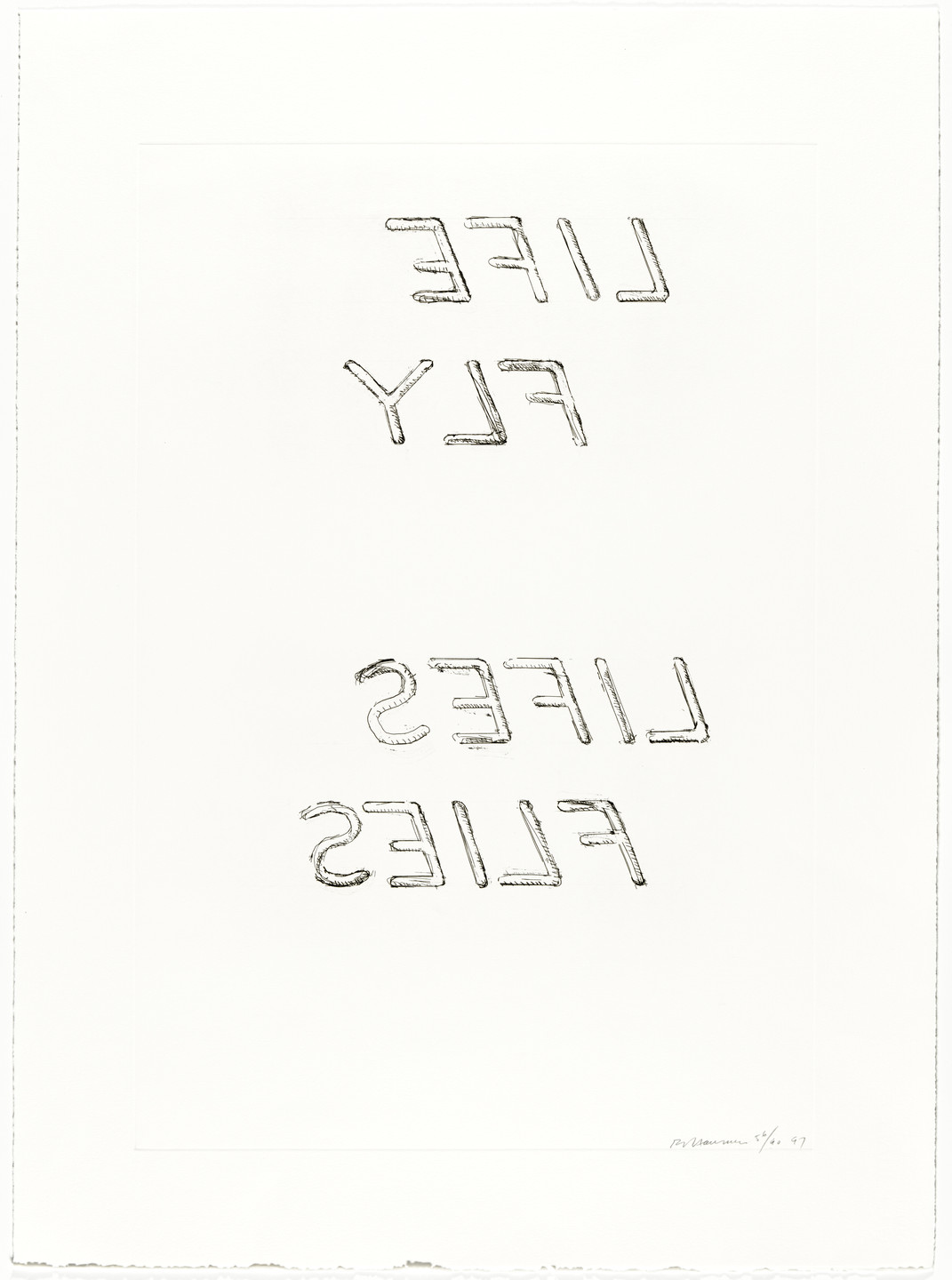 Bruce Nauman. Life Fly Lifes Flies from The Leo Castelli 90th Birthday Portfolio. 1997, published 1998