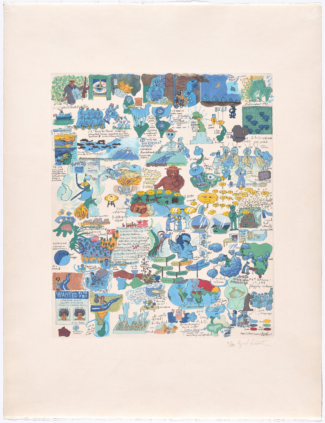 Öyvind Fahlström. Notes 7 (&#34;Gook&#34; -masks). 1971–75
