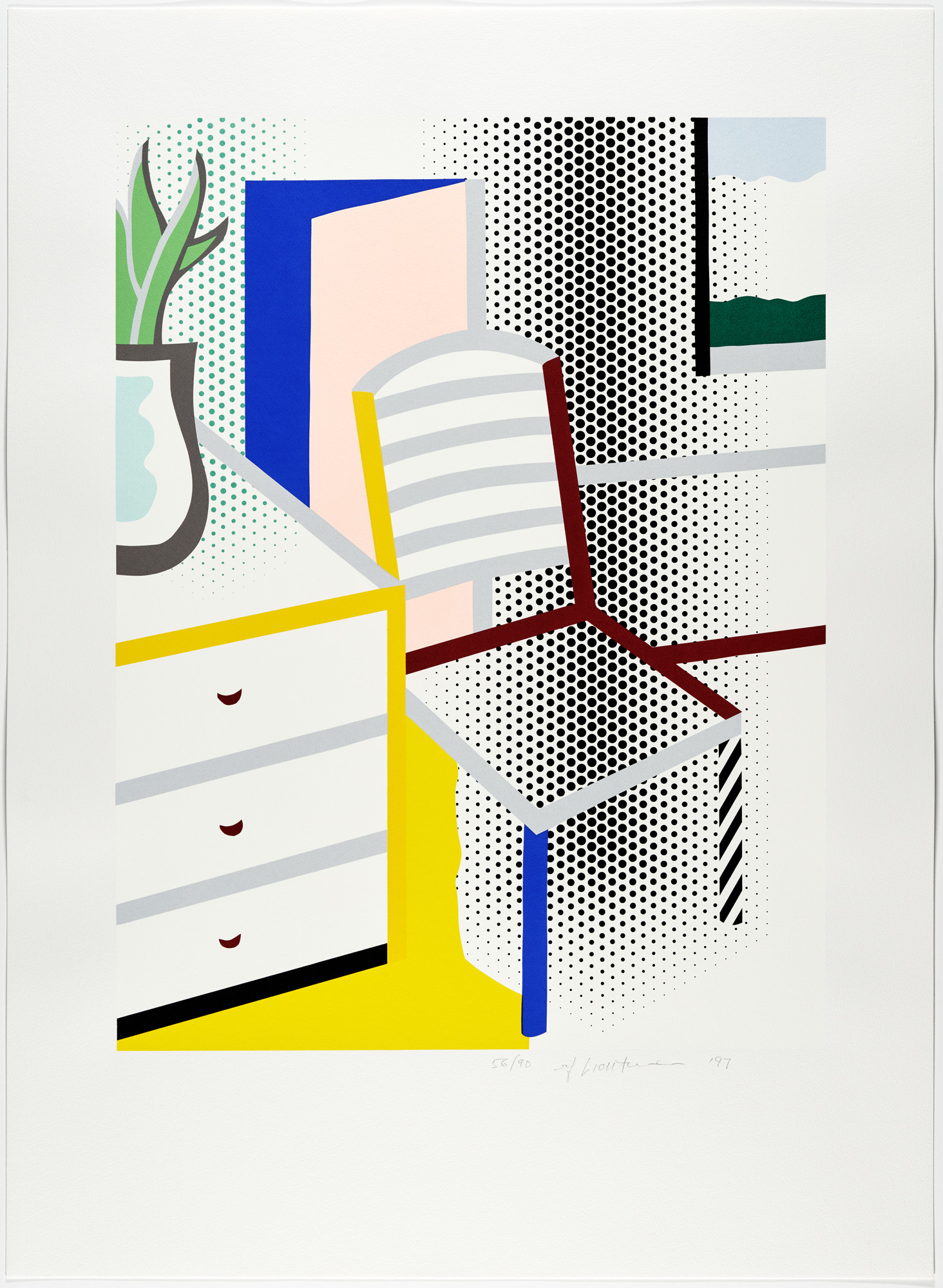 Roy Lichtenstein. Interior with Chair from The Leo Castelli 90th Birthday Portfolio