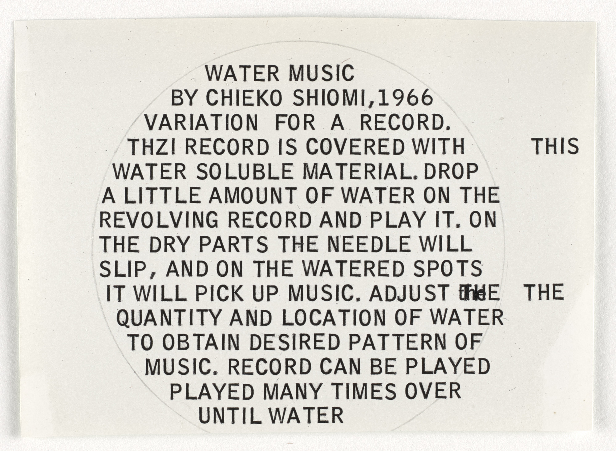 George Maciunas, Mieko Shiomi. Mechanical for Water Music