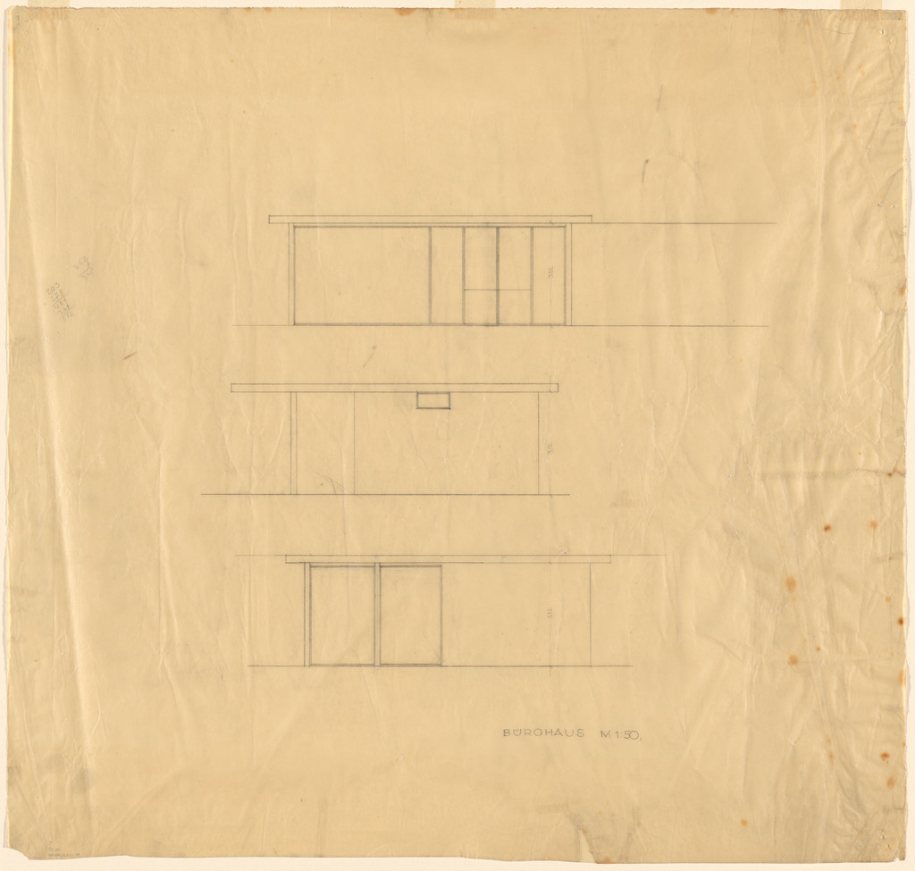 German Pavilion, International Exposition, Barcelona, Spain (Elevations, office annex)