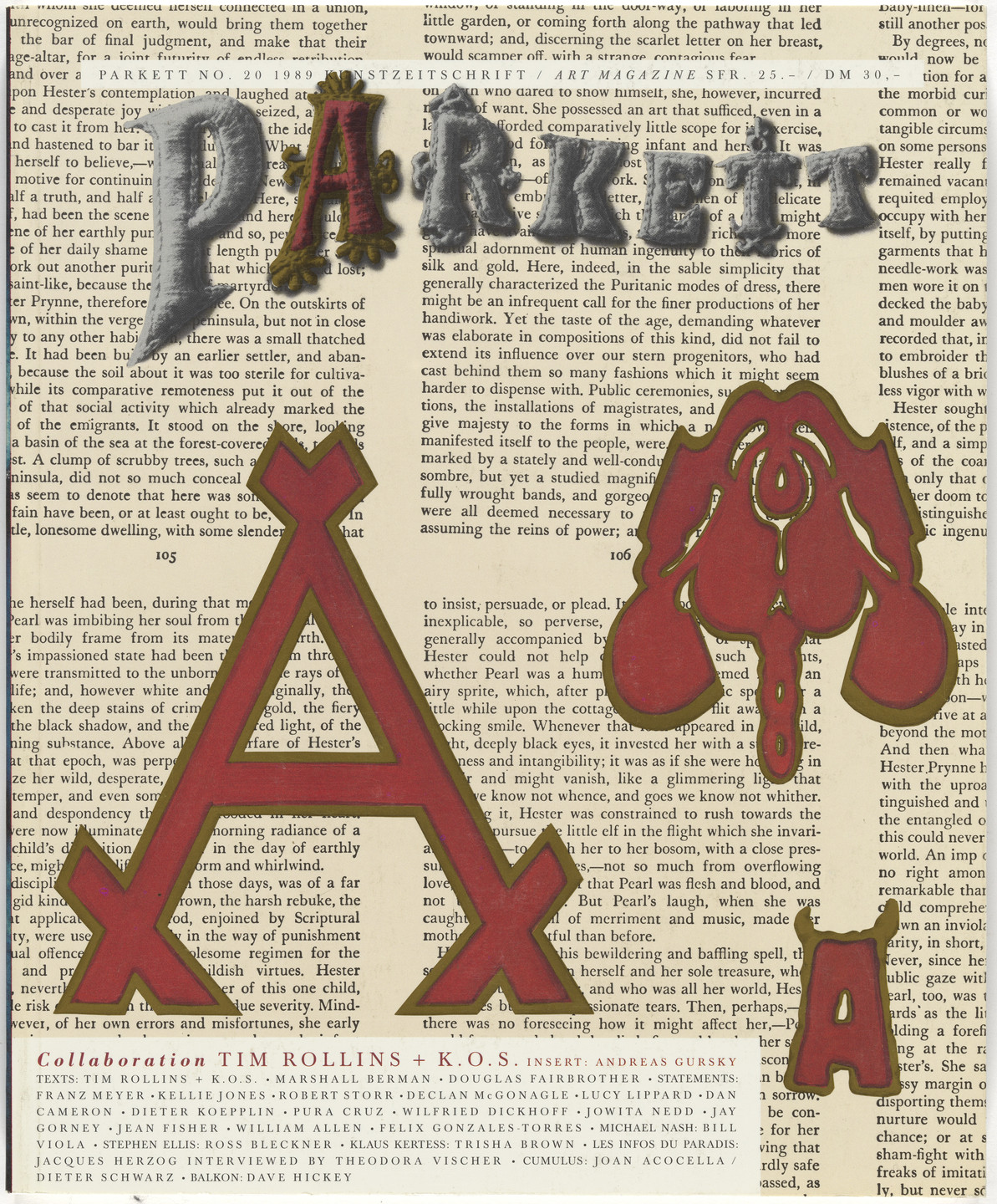 Tim Rollins, K.O.S. (Kids of Survival), Andreas Gursky, Ross Bleckner, Various Artists. Parkett no. 20. 1989