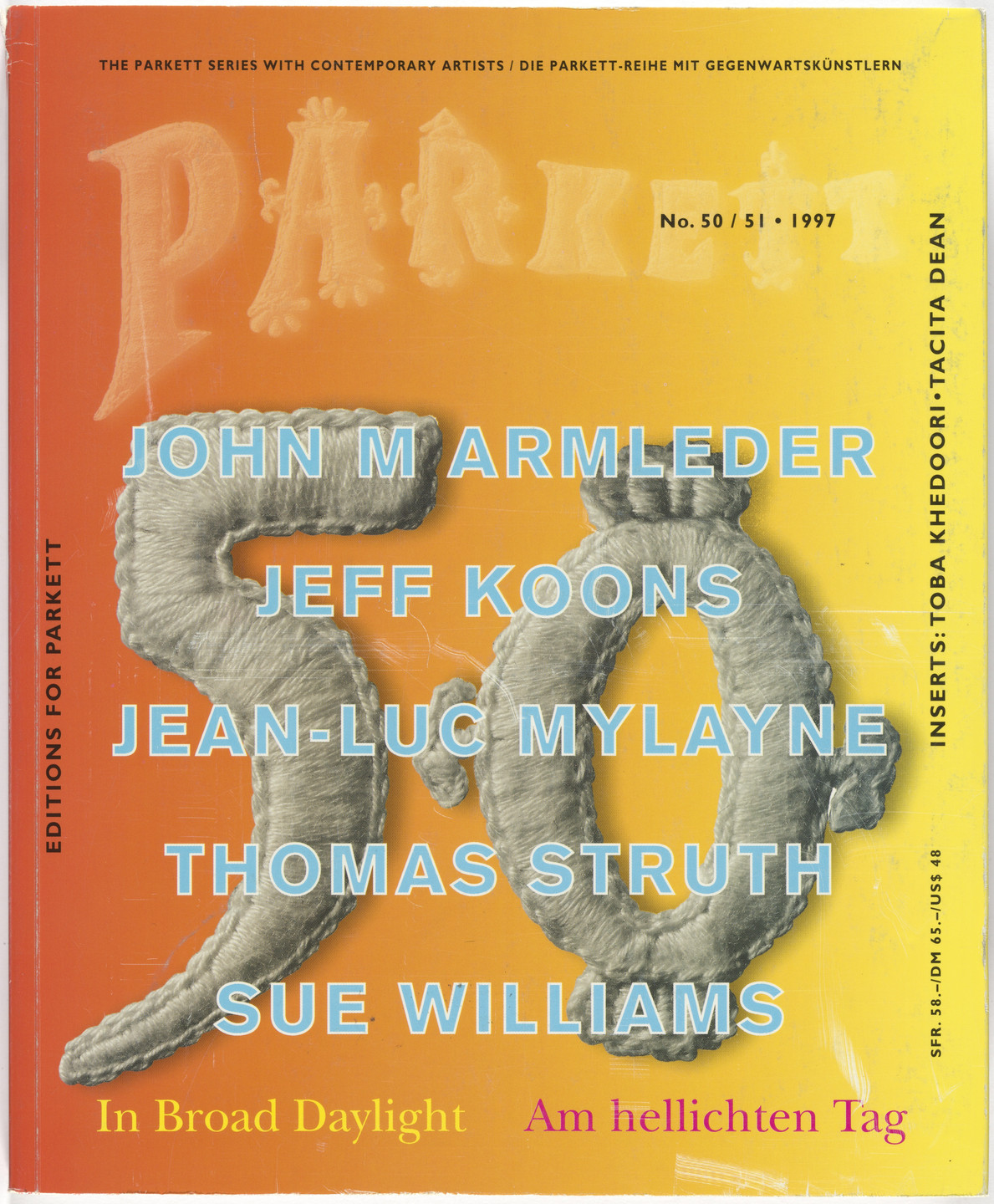 John Armleder, Jeff Koons, Jean-Luc Mylayne, Thomas Struth, Sue Williams, Toba Khedoori, Tacita Dean, Various Artists. Parkett no. 50/51. 1997